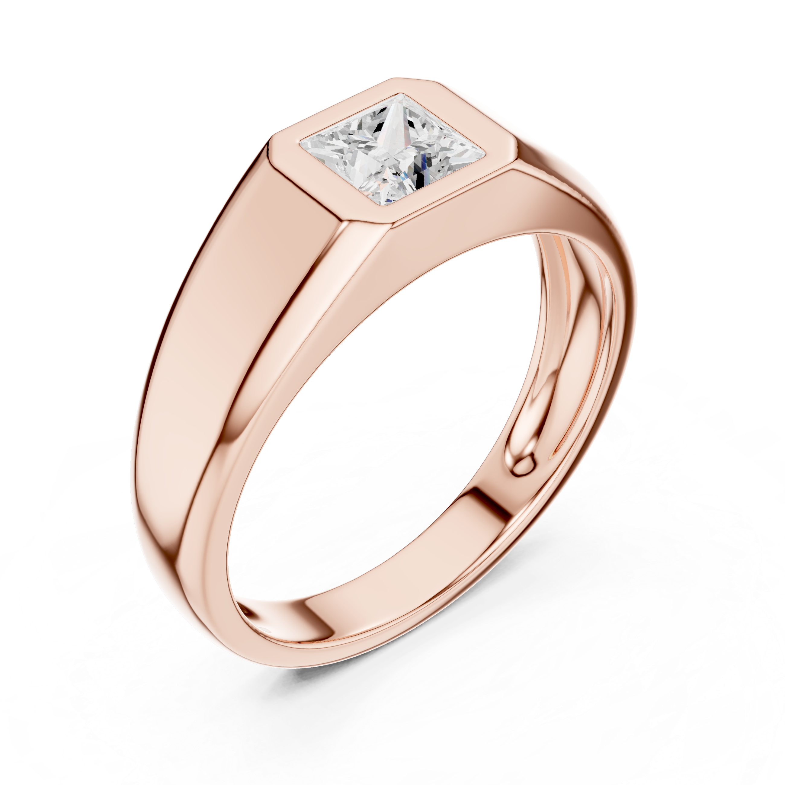Princess Cut Diamond Men's Signet Ring