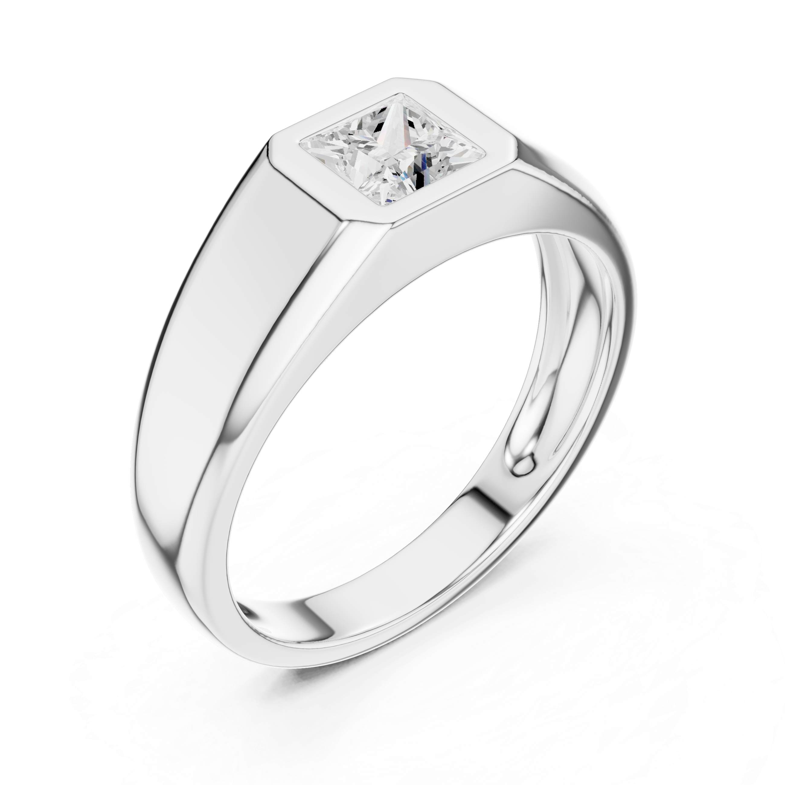 Princess Cut Diamond Men's Signet Ring