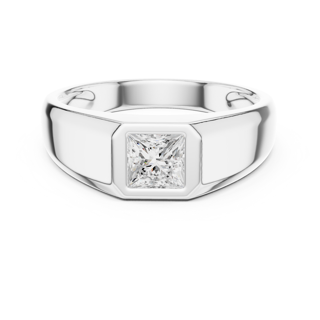 Princess Cut Diamond Men's Signet Ring