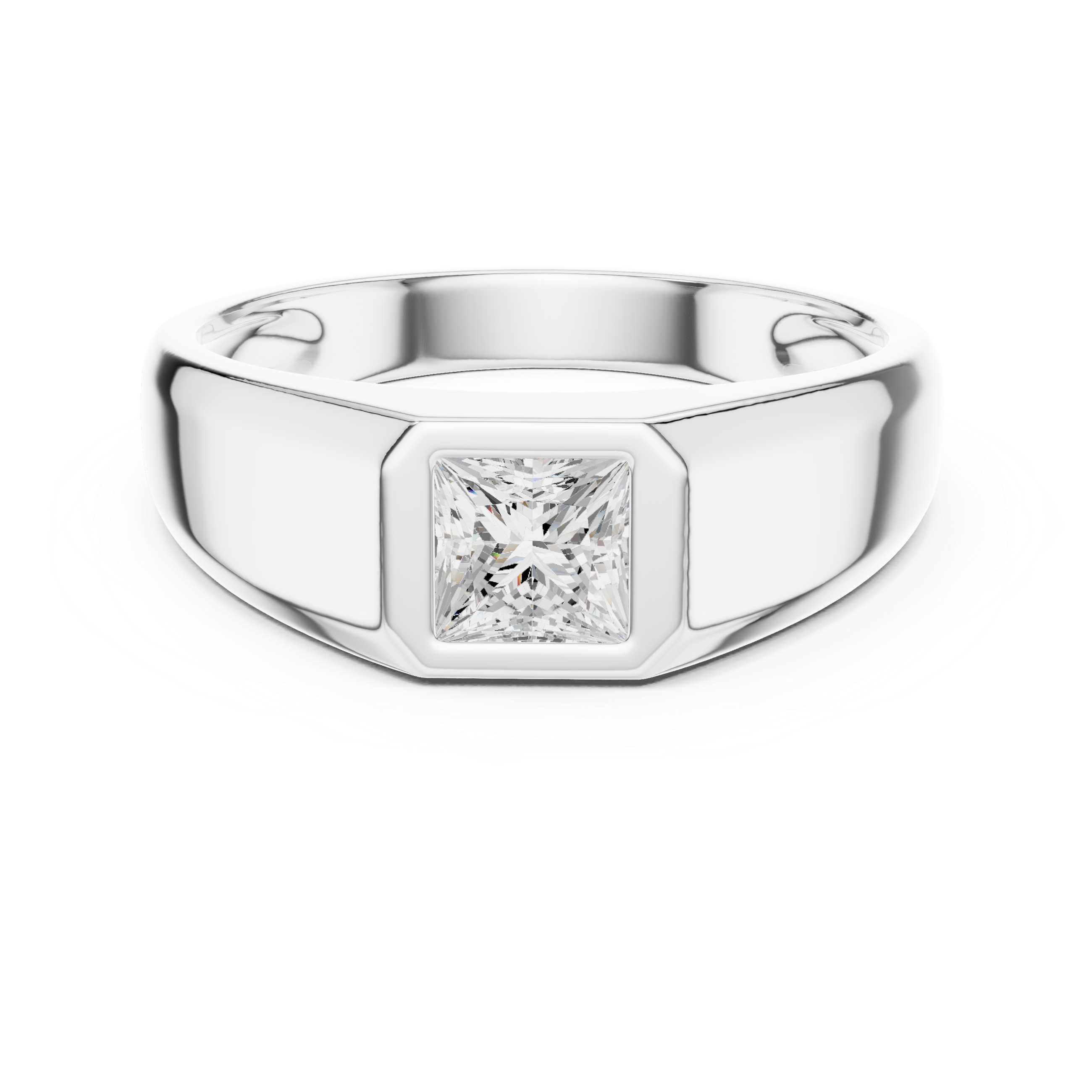 Princess Cut Diamond Men's Signet Ring