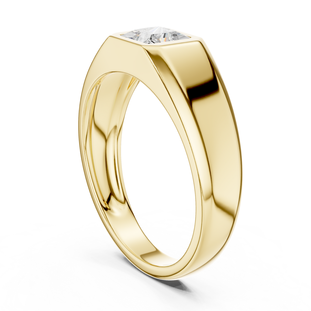 Princess Cut Diamond Men's Signet Ring