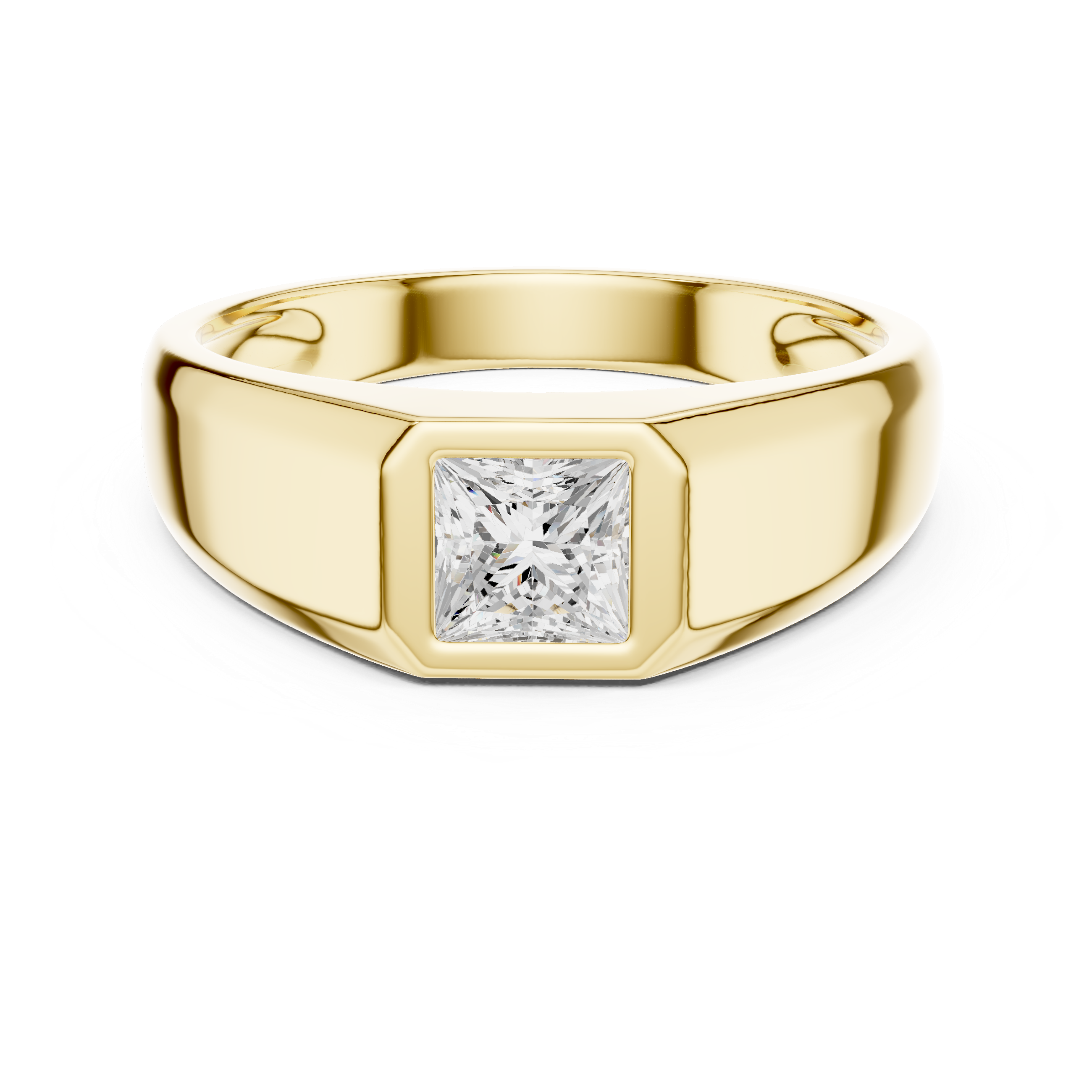 Princess Cut Diamond Men's Signet Ring