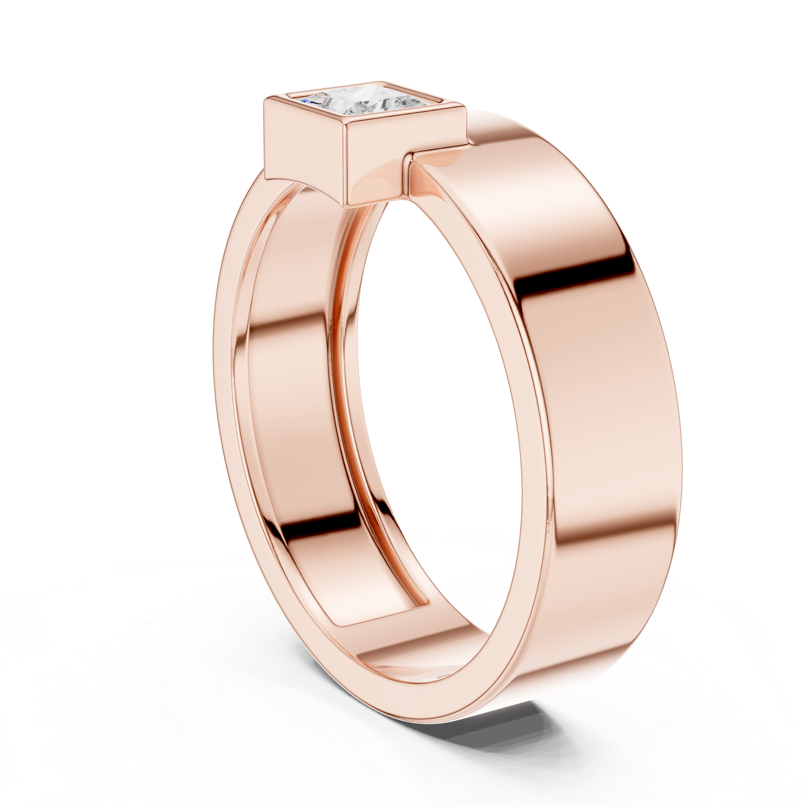 0.25 CT Princess Cut Bezel Set Men's Signet Ring