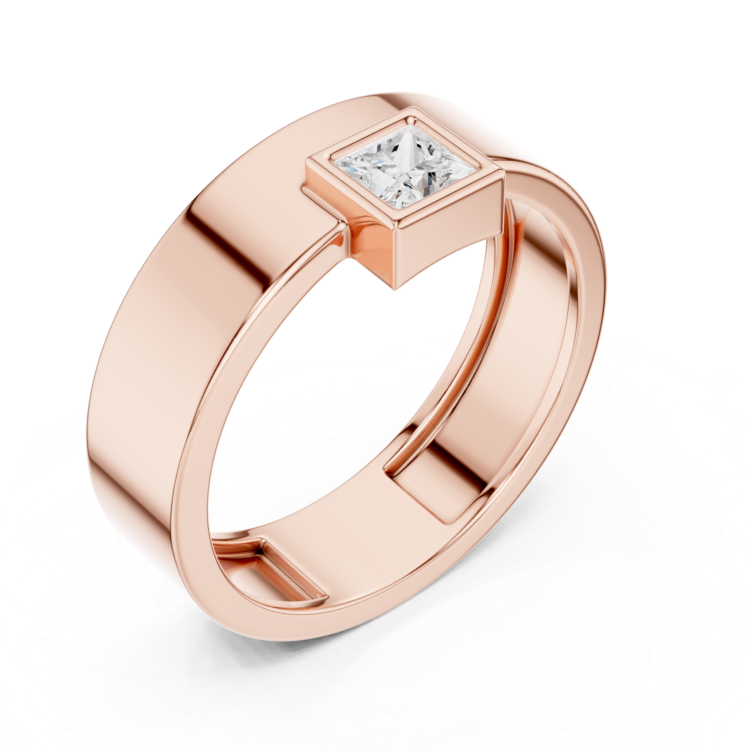 0.25 CT Princess Cut Bezel Set Men's Signet Ring