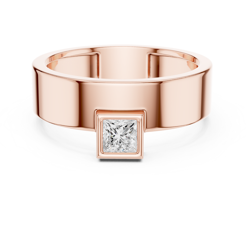 0.25 CT Princess Cut Bezel Set Men's Signet Ring