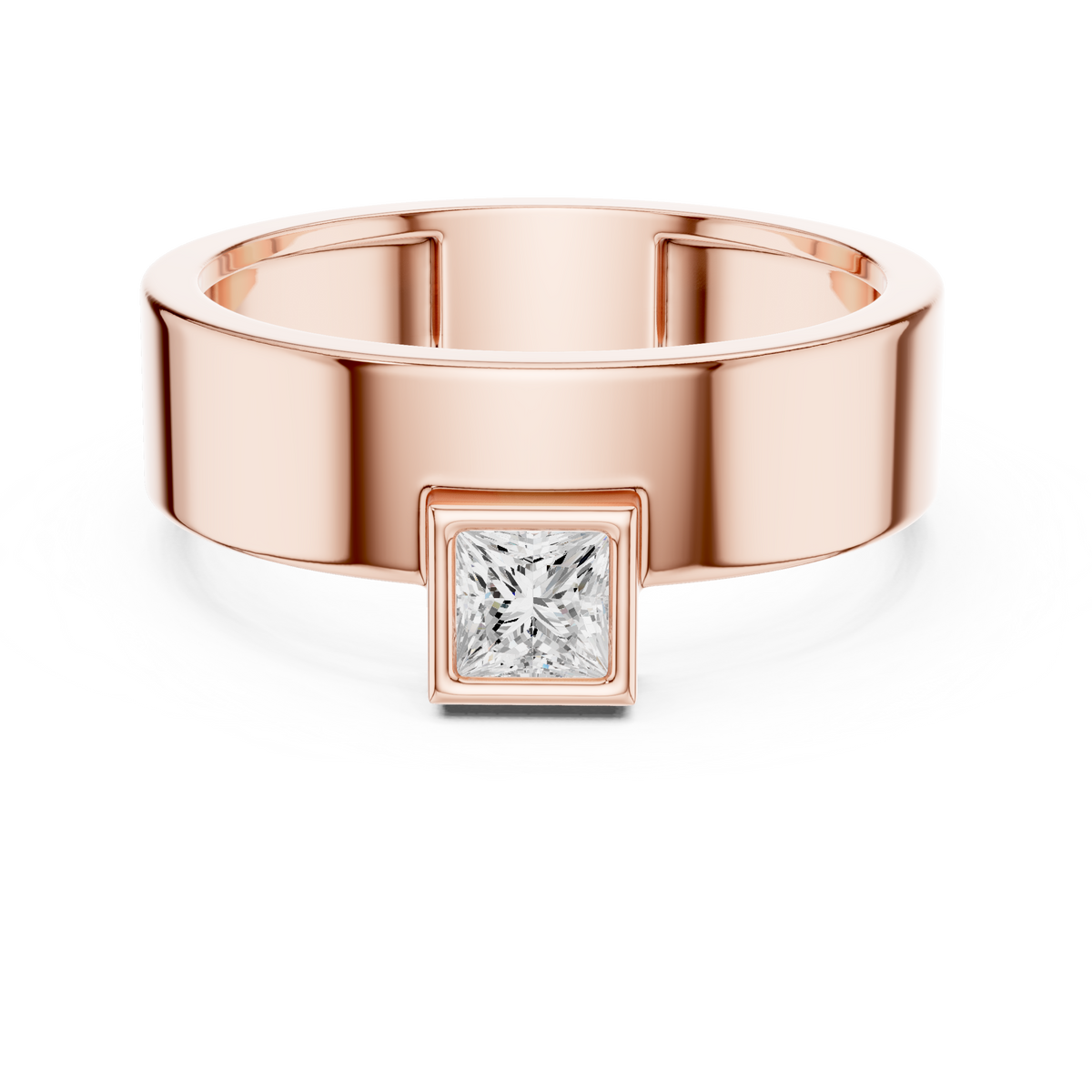 Princess Cut Bezel Set Men's Signet Ring – view 5 of 12, lab grown diamond ring | Jewelix Atelier