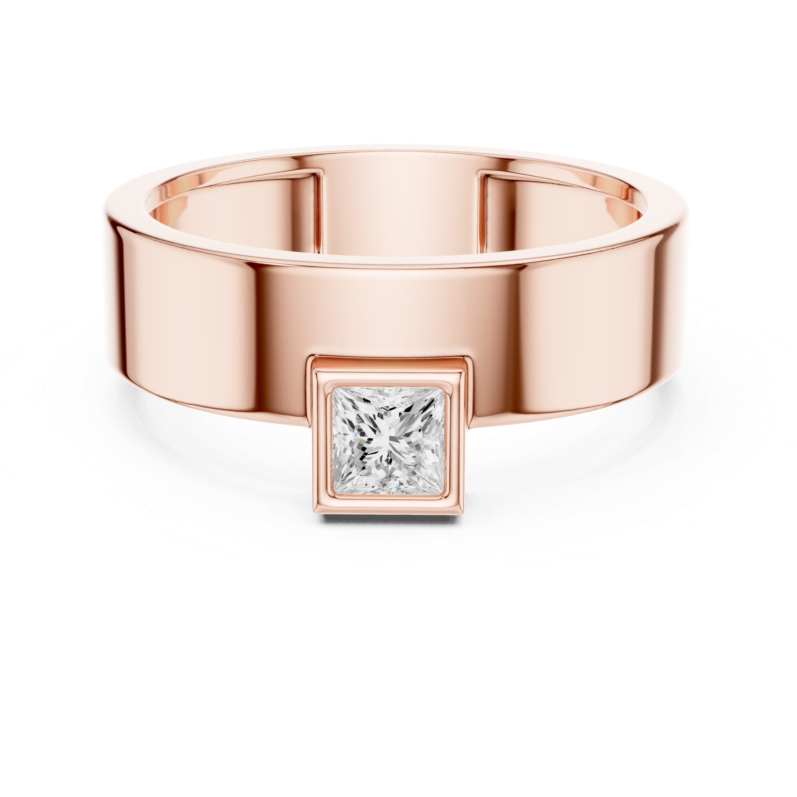 0.25 CT Princess Cut Bezel Set Men's Signet Ring