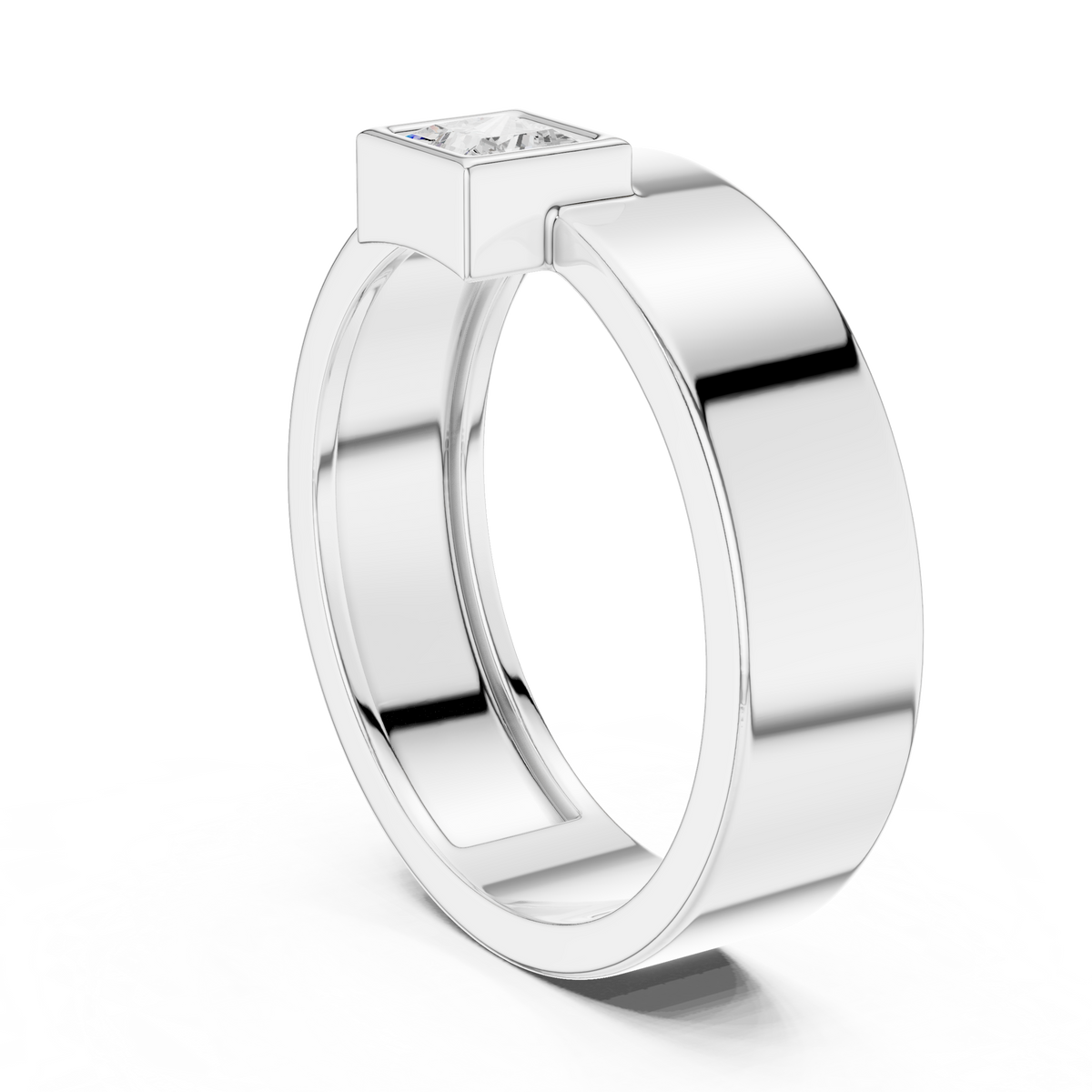 Princess Cut Bezel Set Men's Signet Ring – view 2 of 12, lab grown diamond ring | Jewelix Atelier