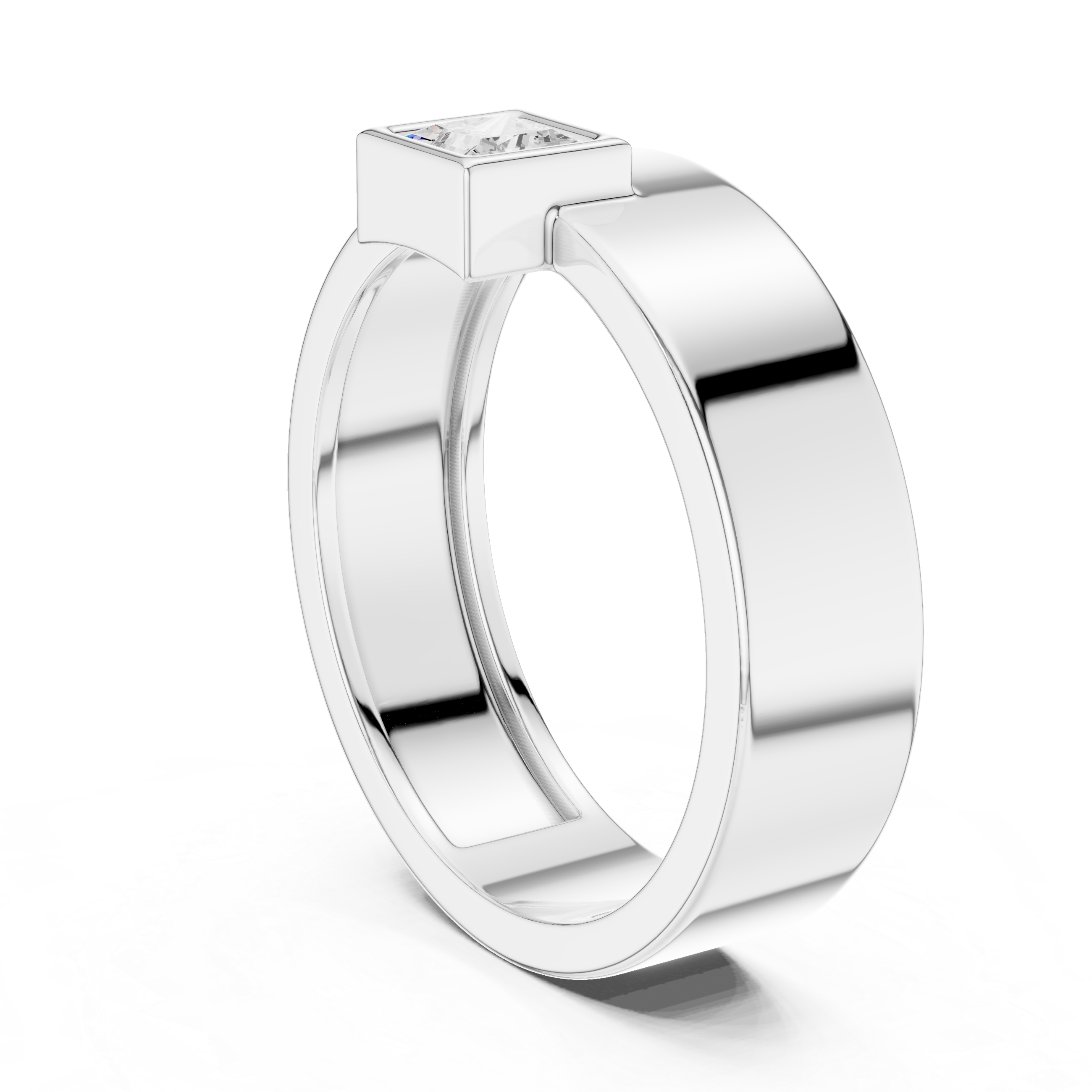 0.25 CT Princess Cut Bezel Set Men's Signet Ring