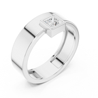 0.25 CT Princess Cut Bezel Set Men's Signet Ring