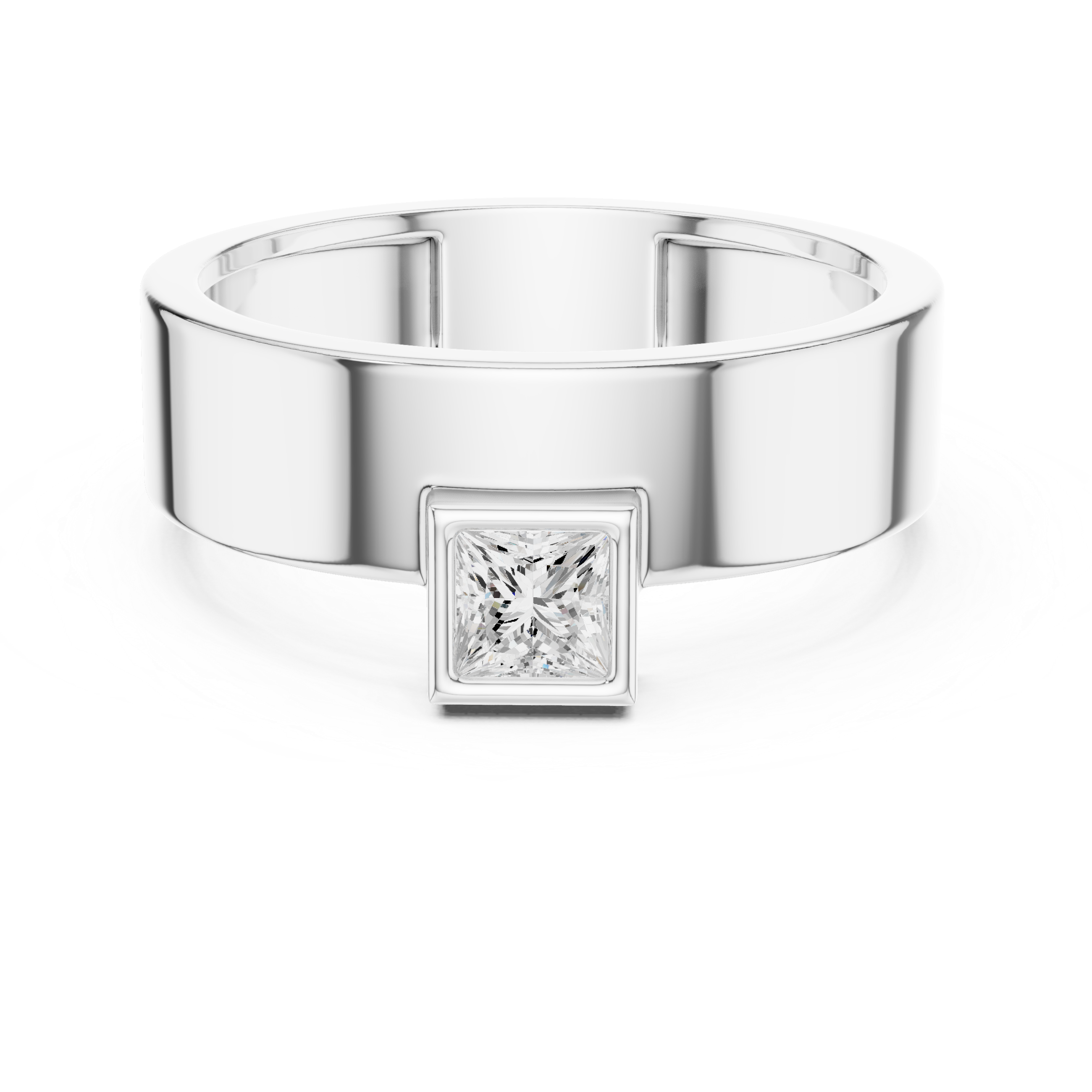 0.25 CT Princess Cut Bezel Set Men's Signet Ring