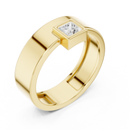 0.25 CT Princess Cut Bezel Set Men's Signet Ring