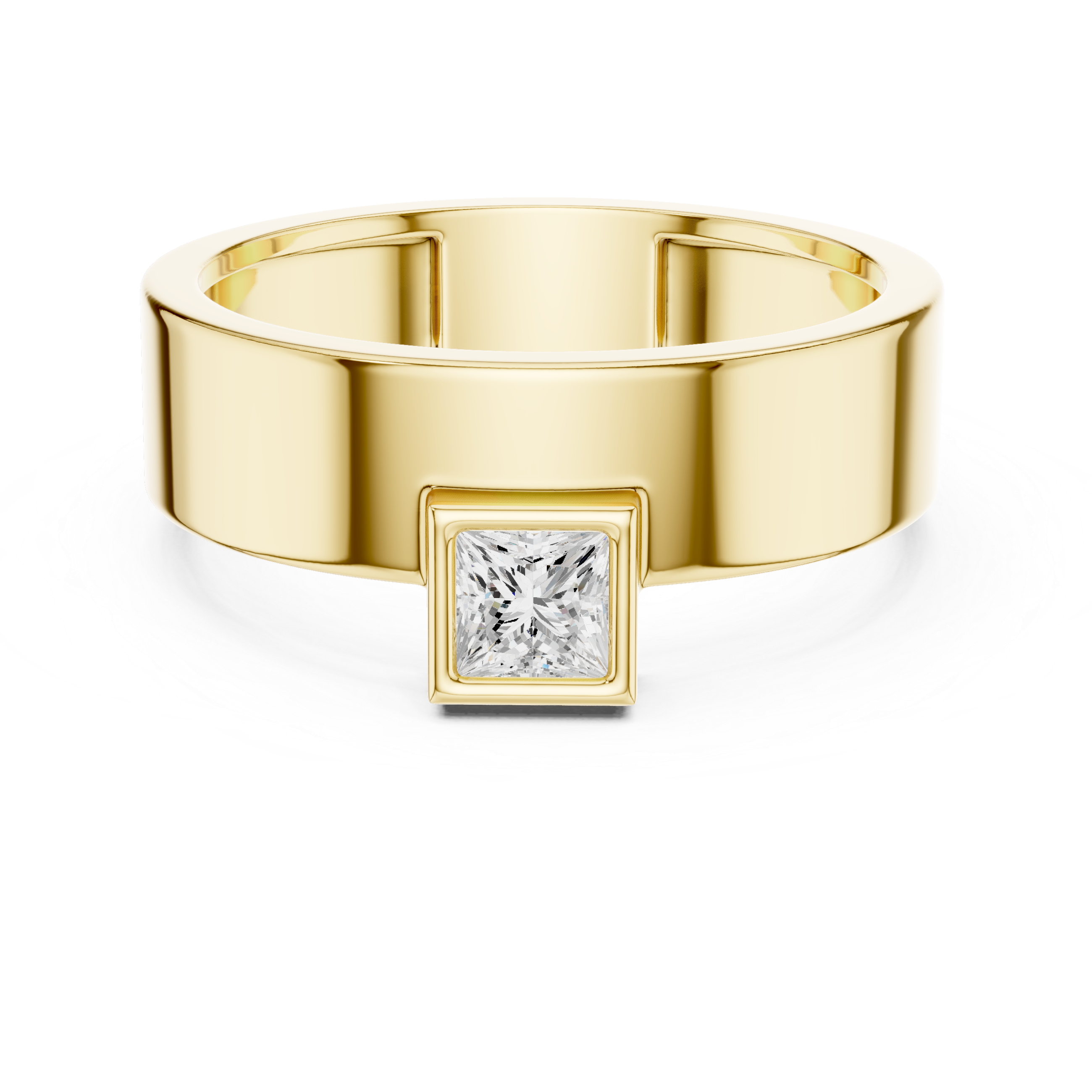 0.25 CT Princess Cut Bezel Set Men's Signet Ring