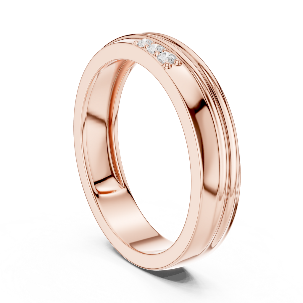 Three Diamond Men's Wedding Band