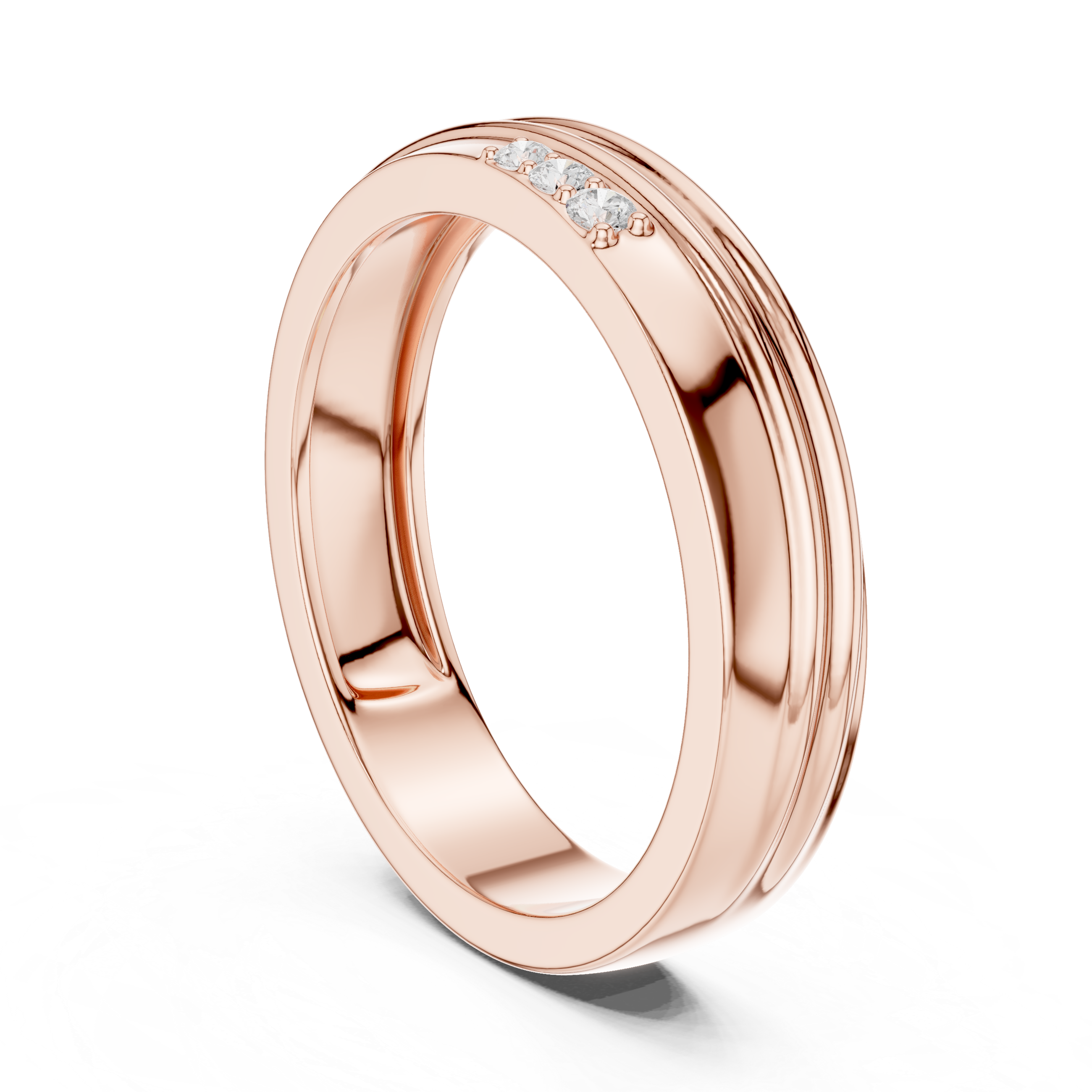 Three Diamond Men's Wedding Band