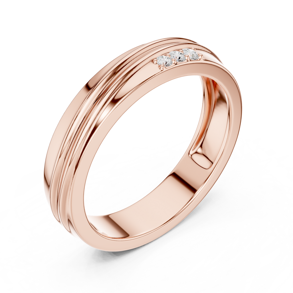 Three Diamond Men's Wedding Band