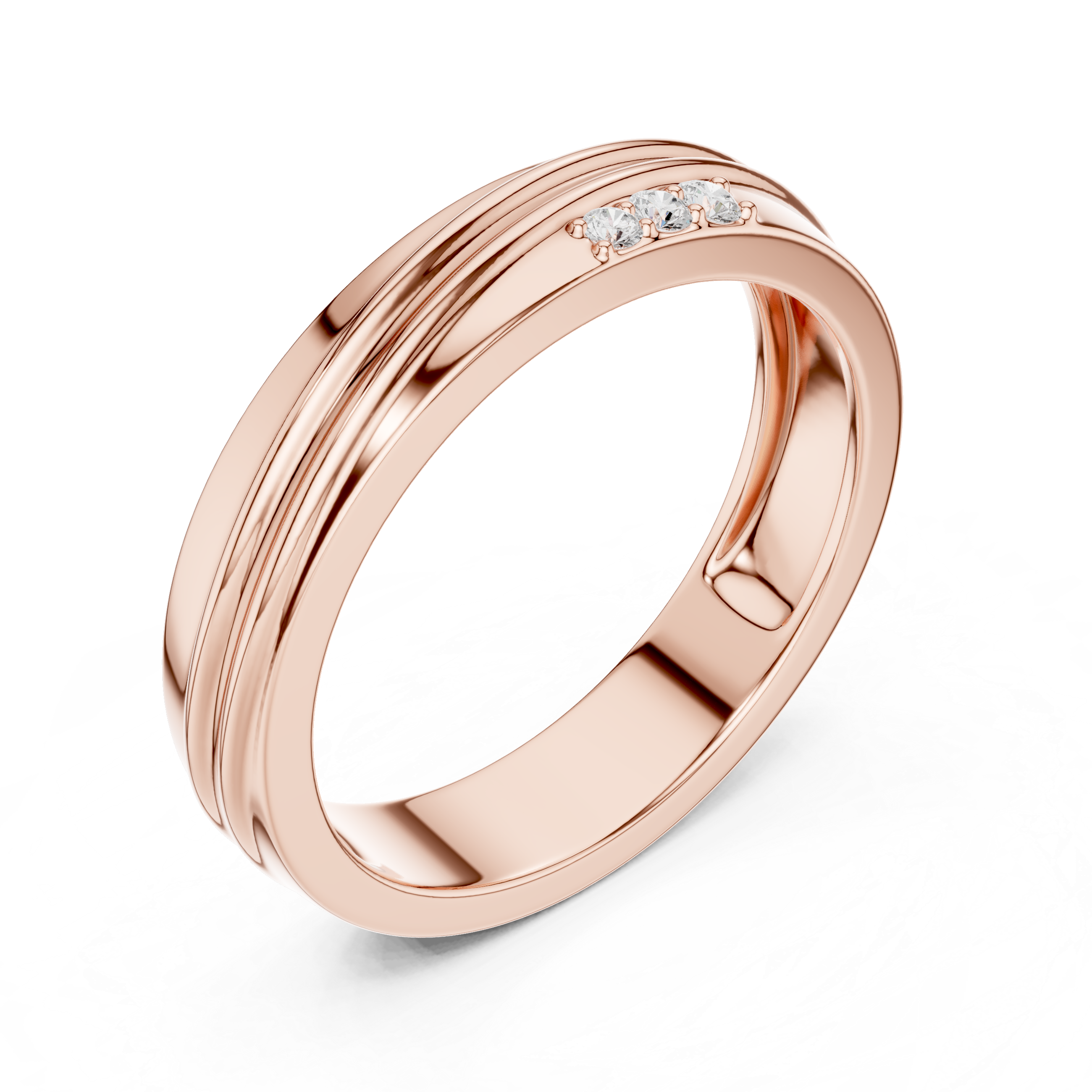 Three Diamond Men's Wedding Band