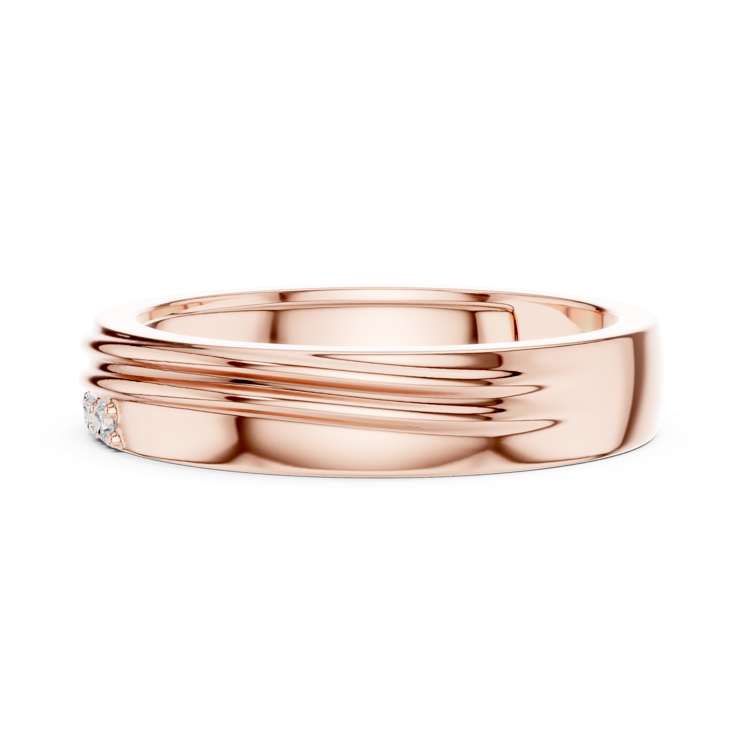 Three Diamond Men's Wedding Band