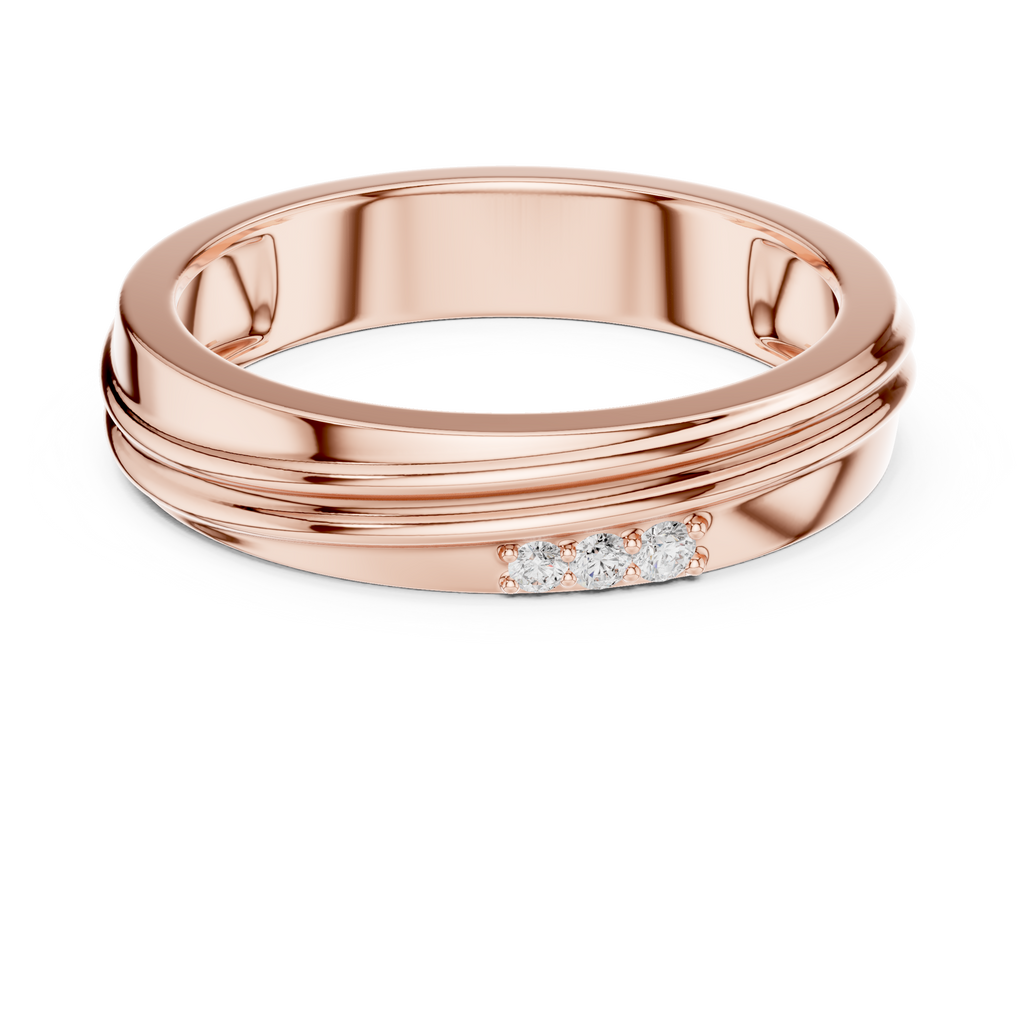 Three Diamond Men's Wedding Band
