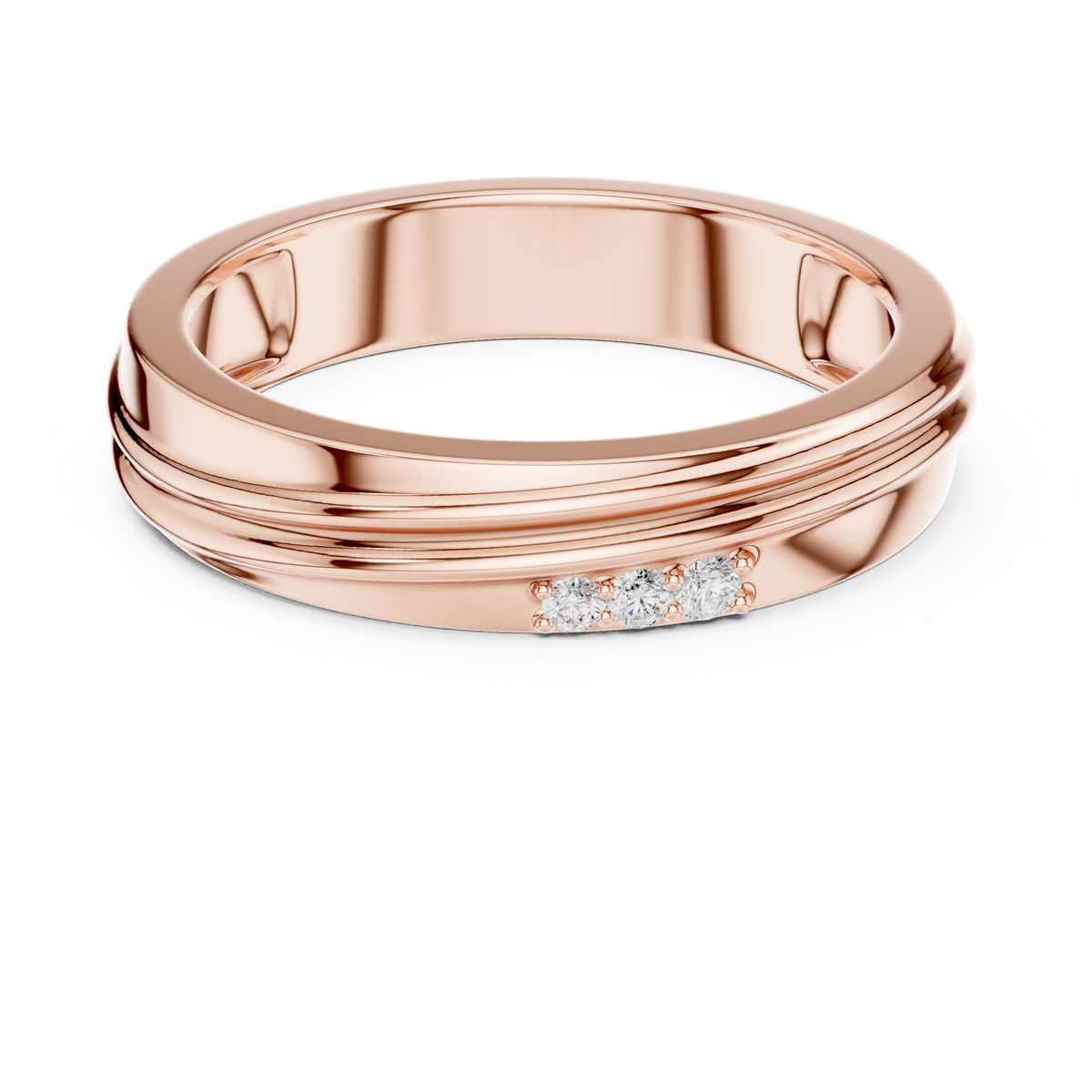 Three Diamond Men's Wedding Band – view 5 of 12, lab grown diamond band | Jewelix Atelier
