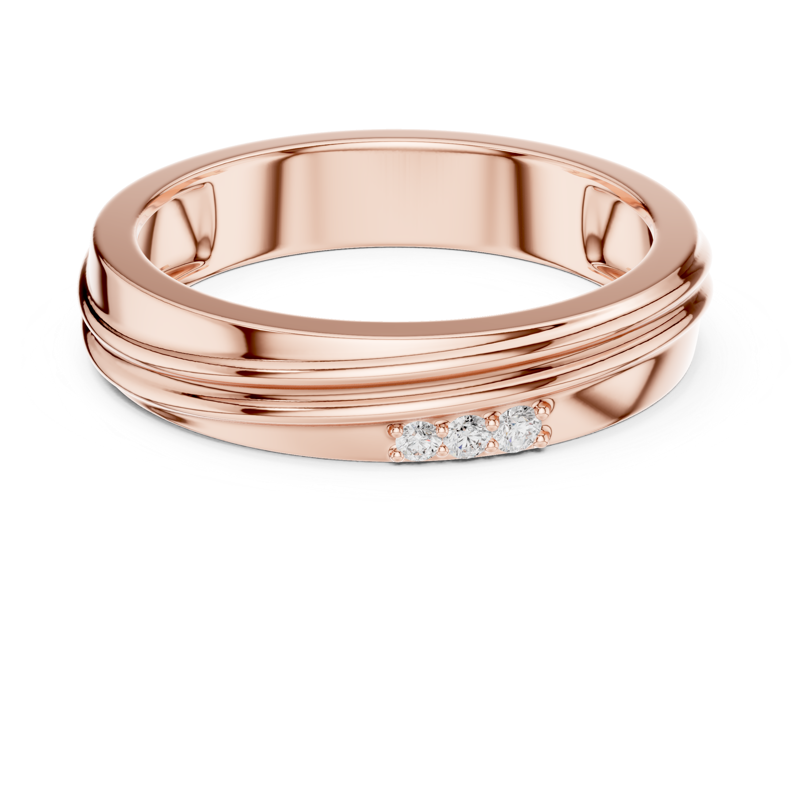 Three Diamond Men's Wedding Band