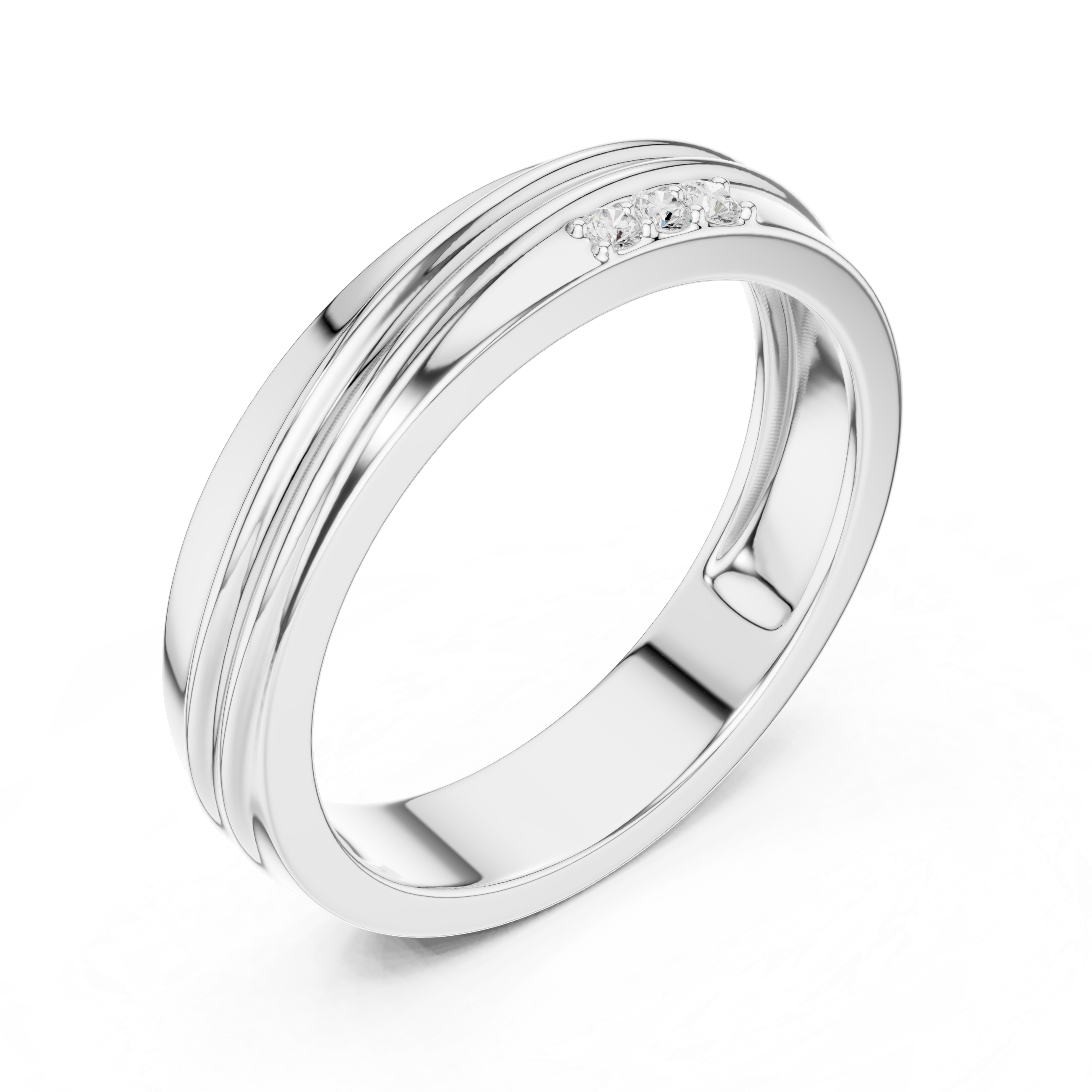 Three Diamond Men's Wedding Band