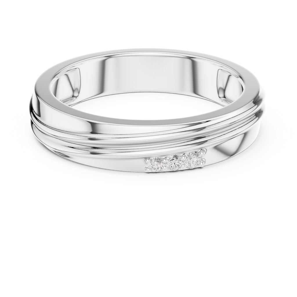 Three Diamond Men's Wedding Band