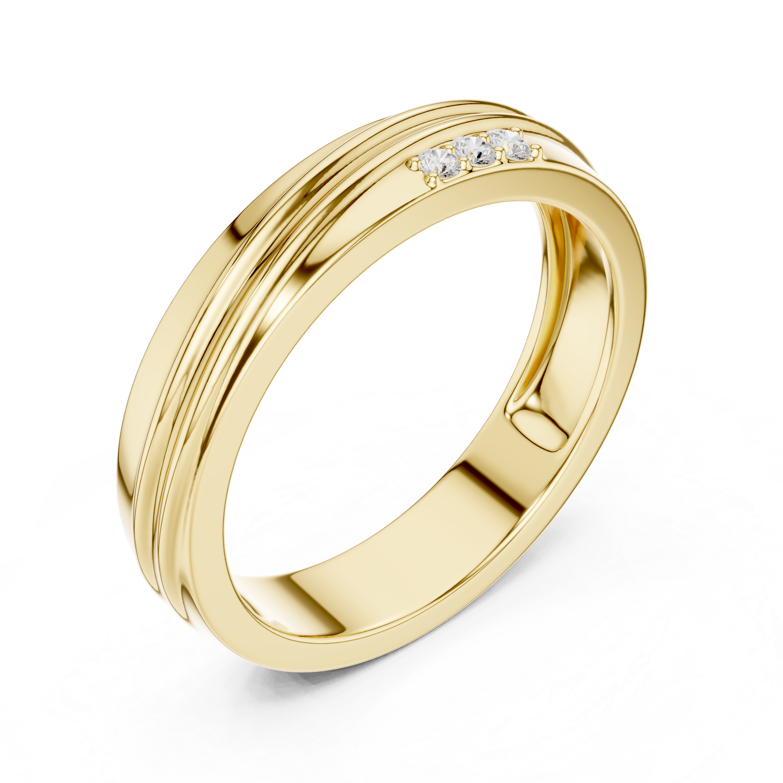 Three Diamond Men's Wedding Band