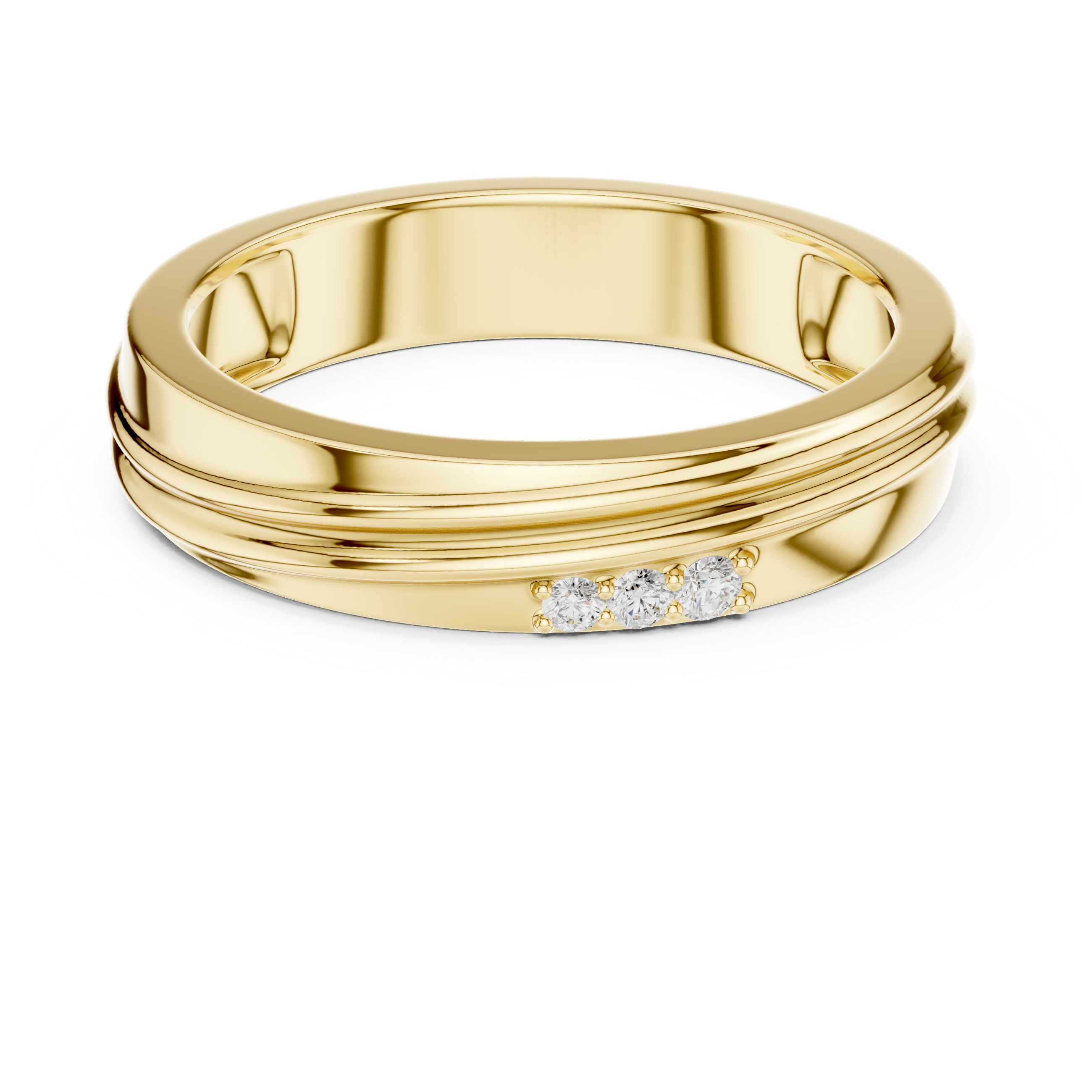 Three Diamond Men's Wedding Band