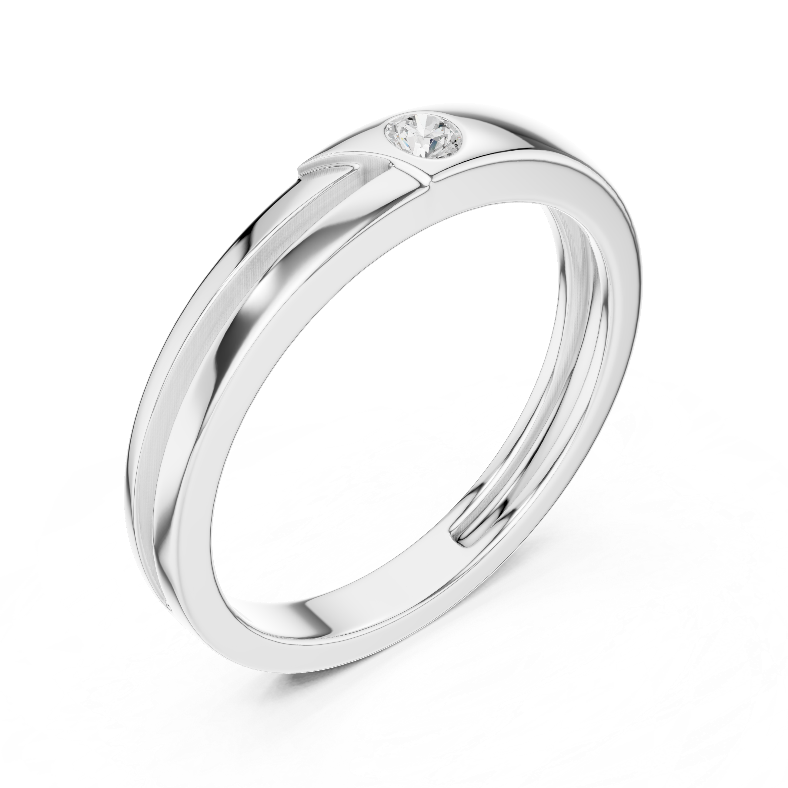 Bezel Set Diamond Men's Wedding Band