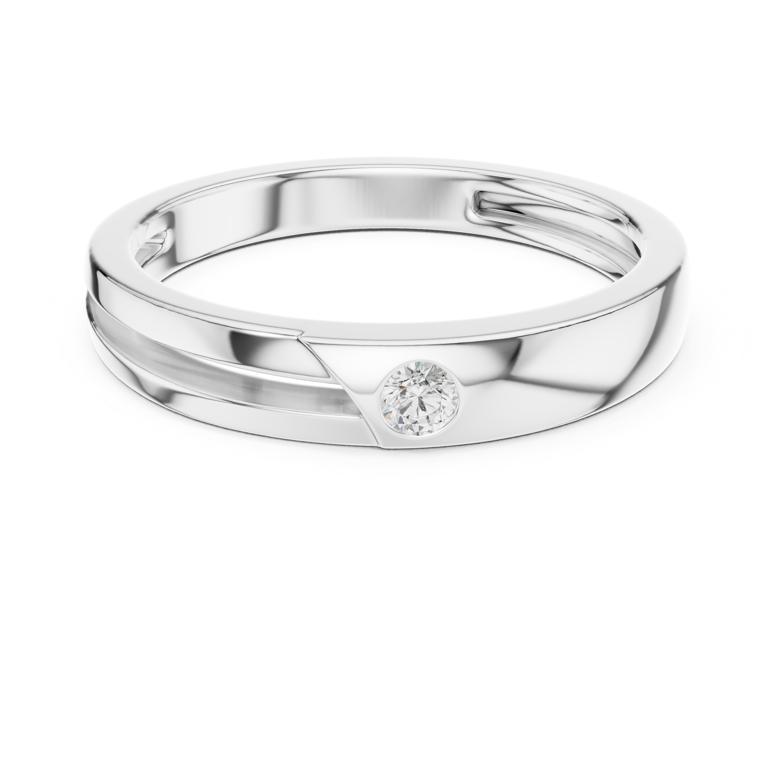 Bezel Set Diamond Men's Wedding Band