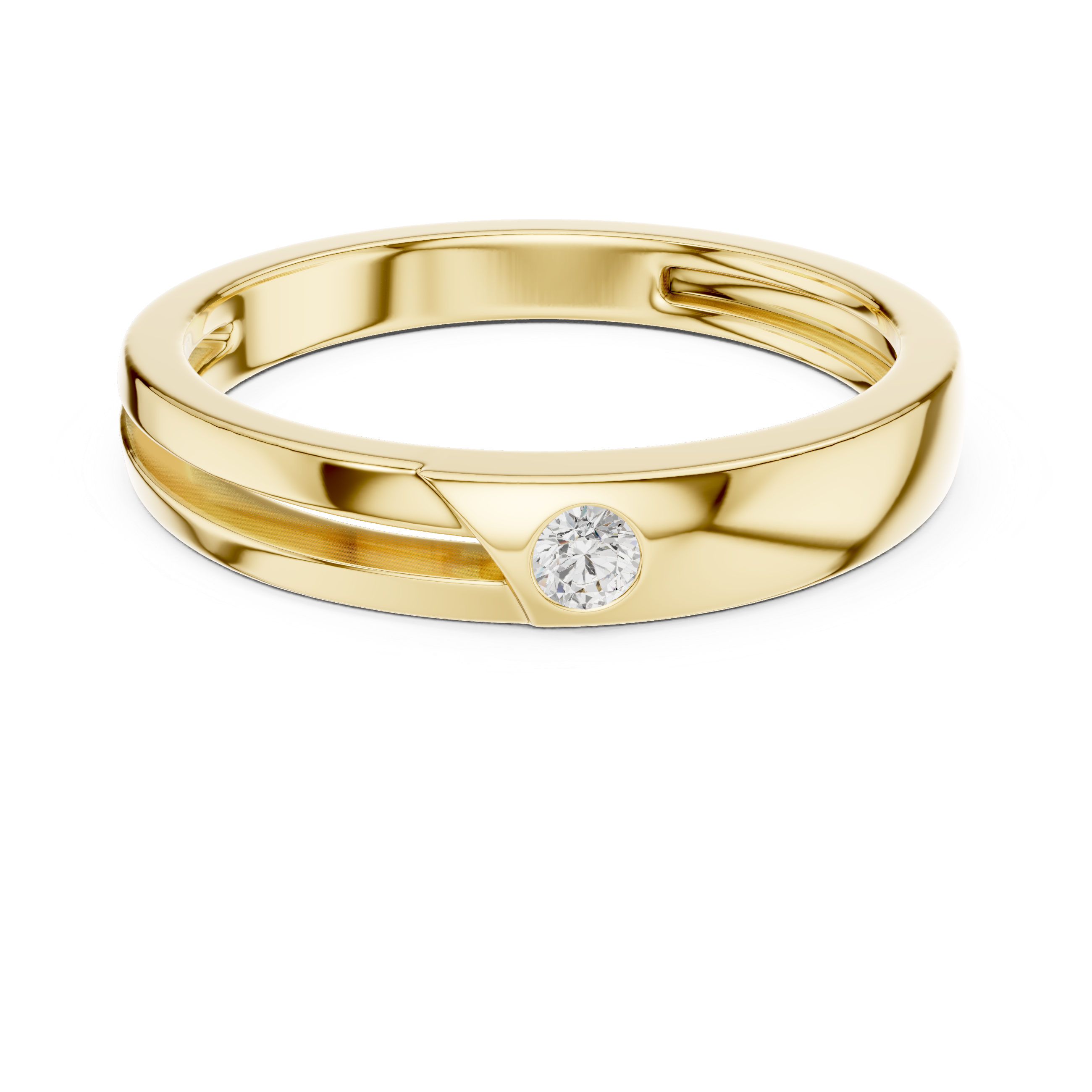 Bezel Set Diamond Men's Wedding Band