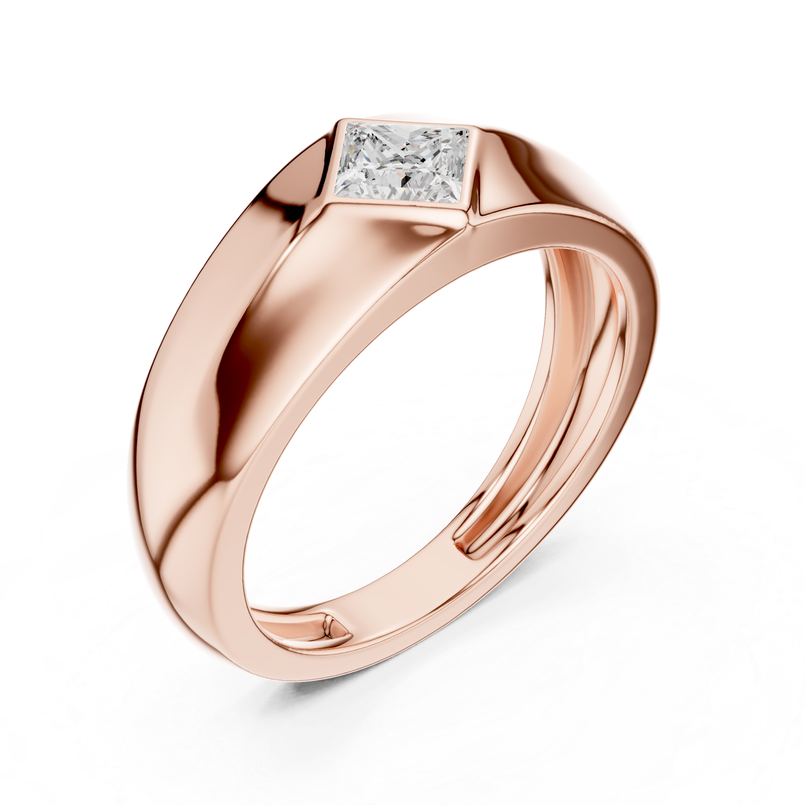 Princess Cut Diamond Men's Signet Ring