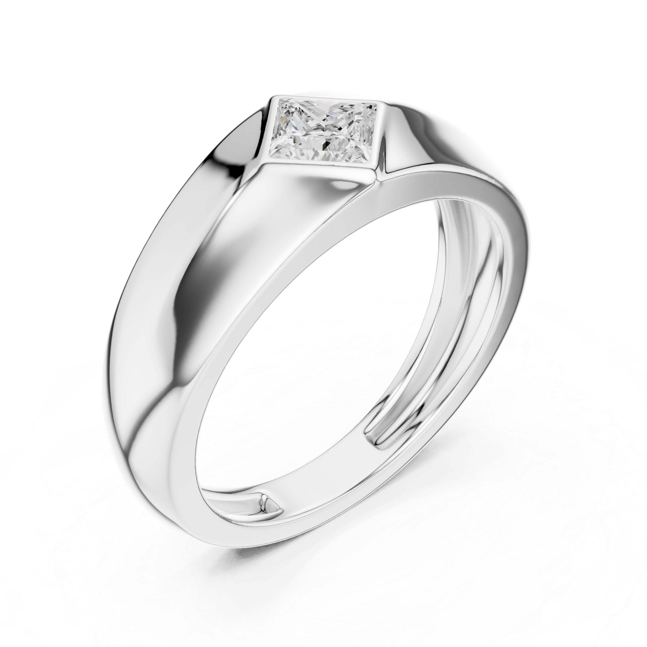 Princess Cut Diamond Men's Signet Ring