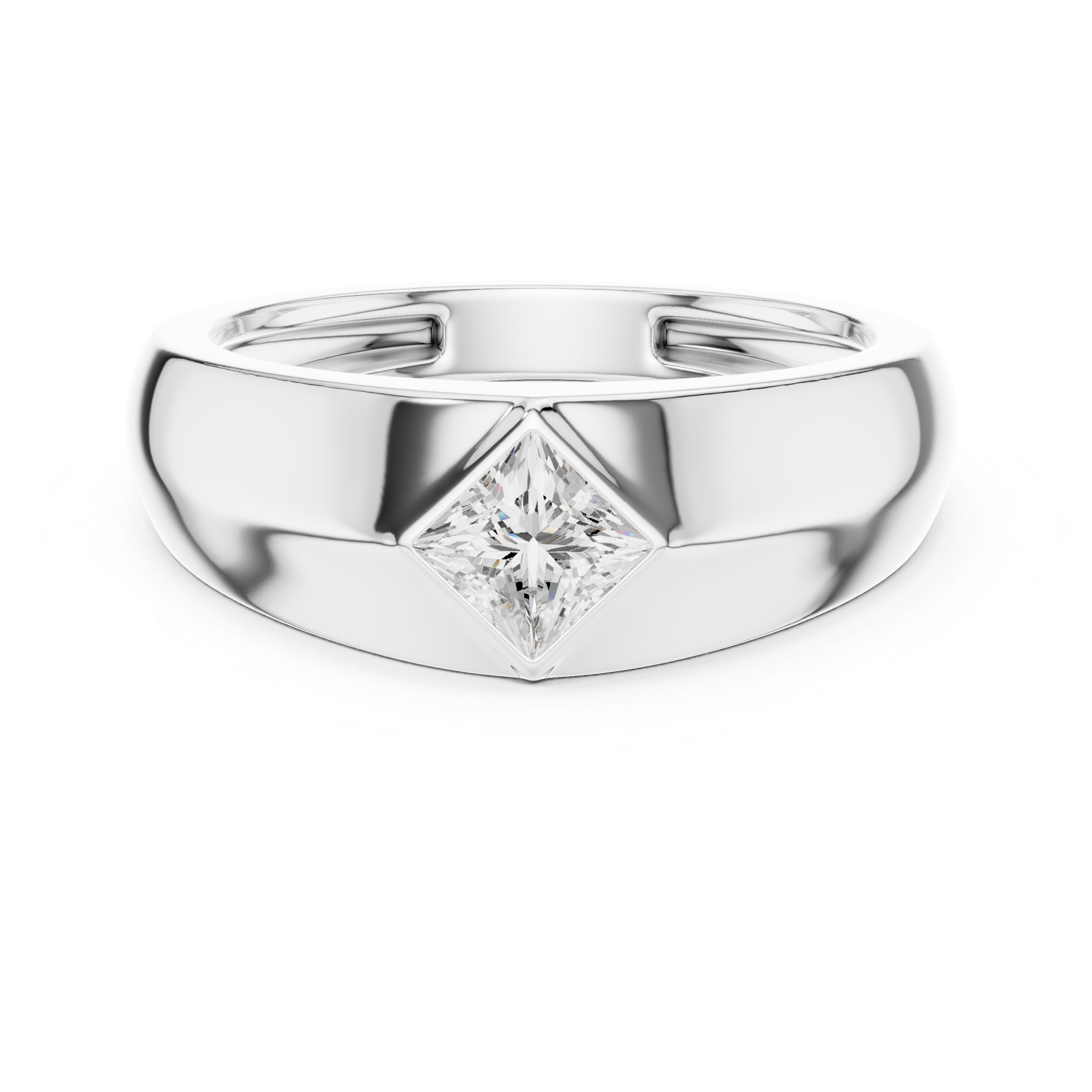 Princess Cut Diamond Men's Signet Ring
