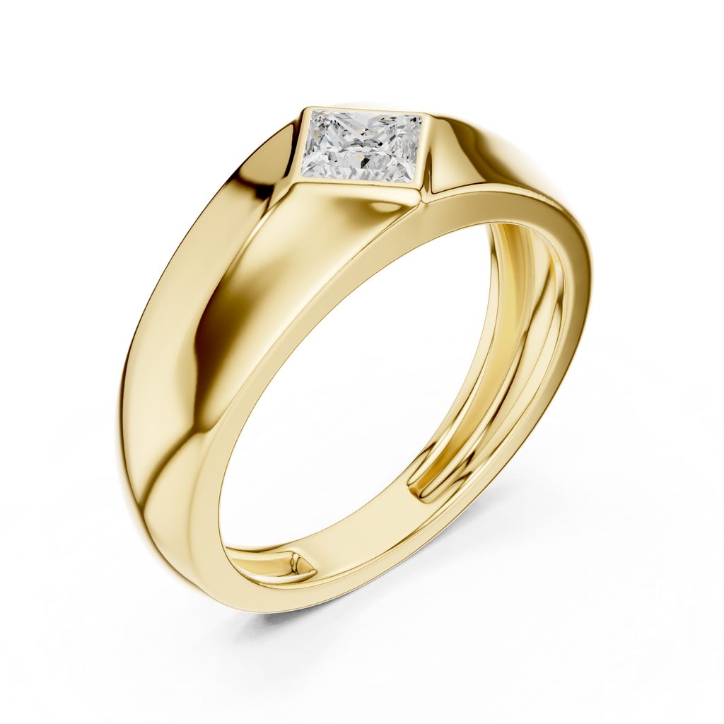 Princess Cut Diamond Men's Signet Ring