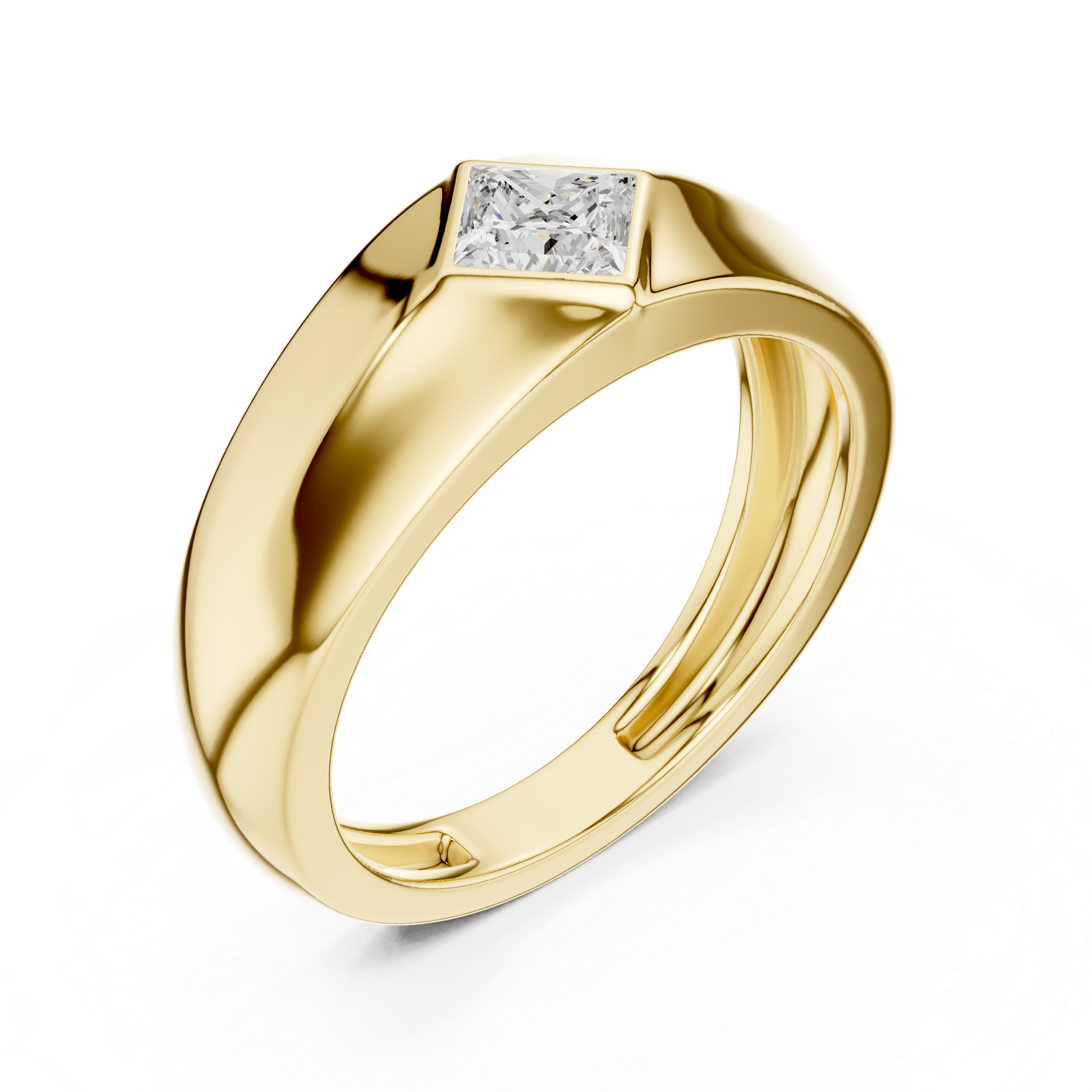 Princess Cut Diamond Men's Signet Ring