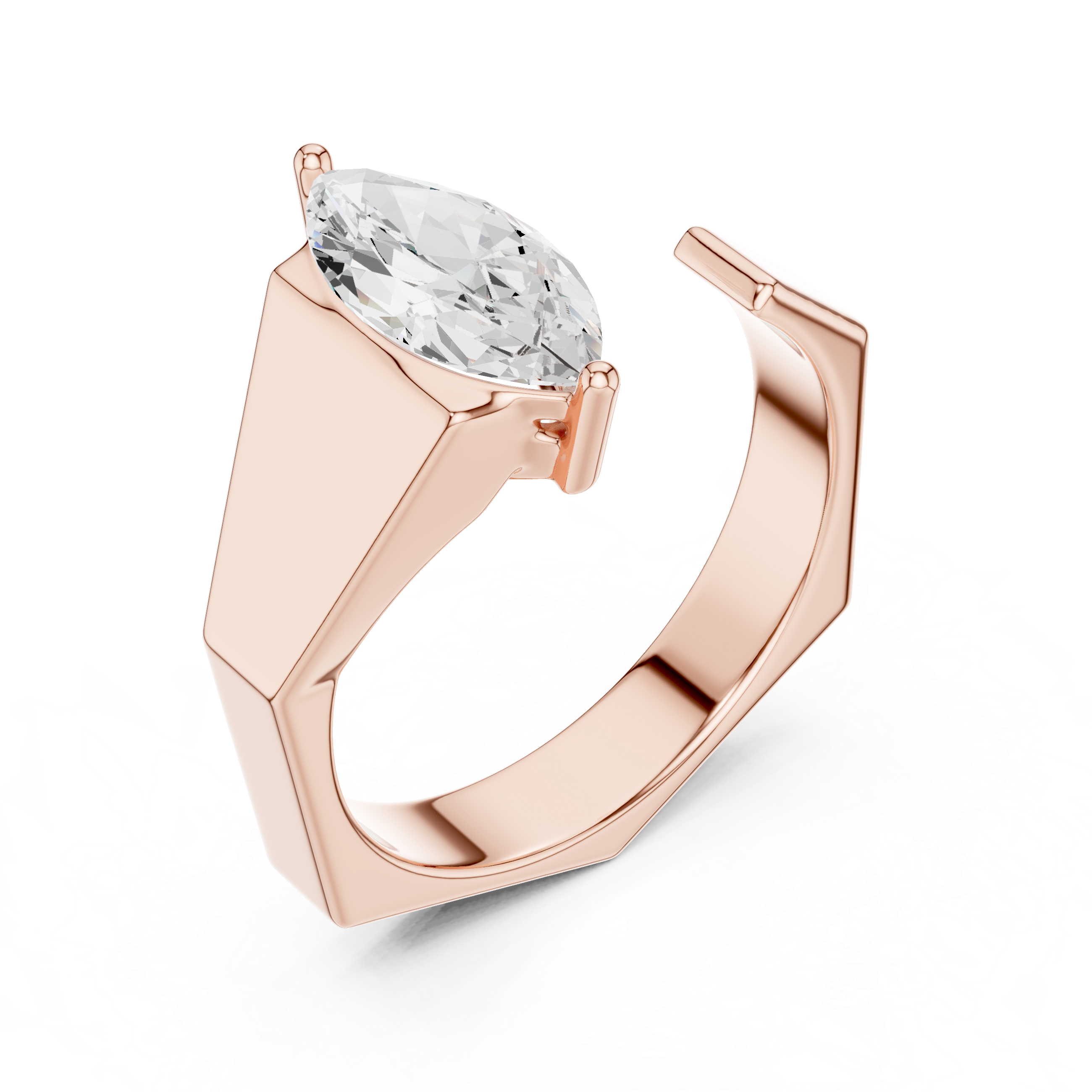 Marquise Cut Diamond Men's Solitaire Ring