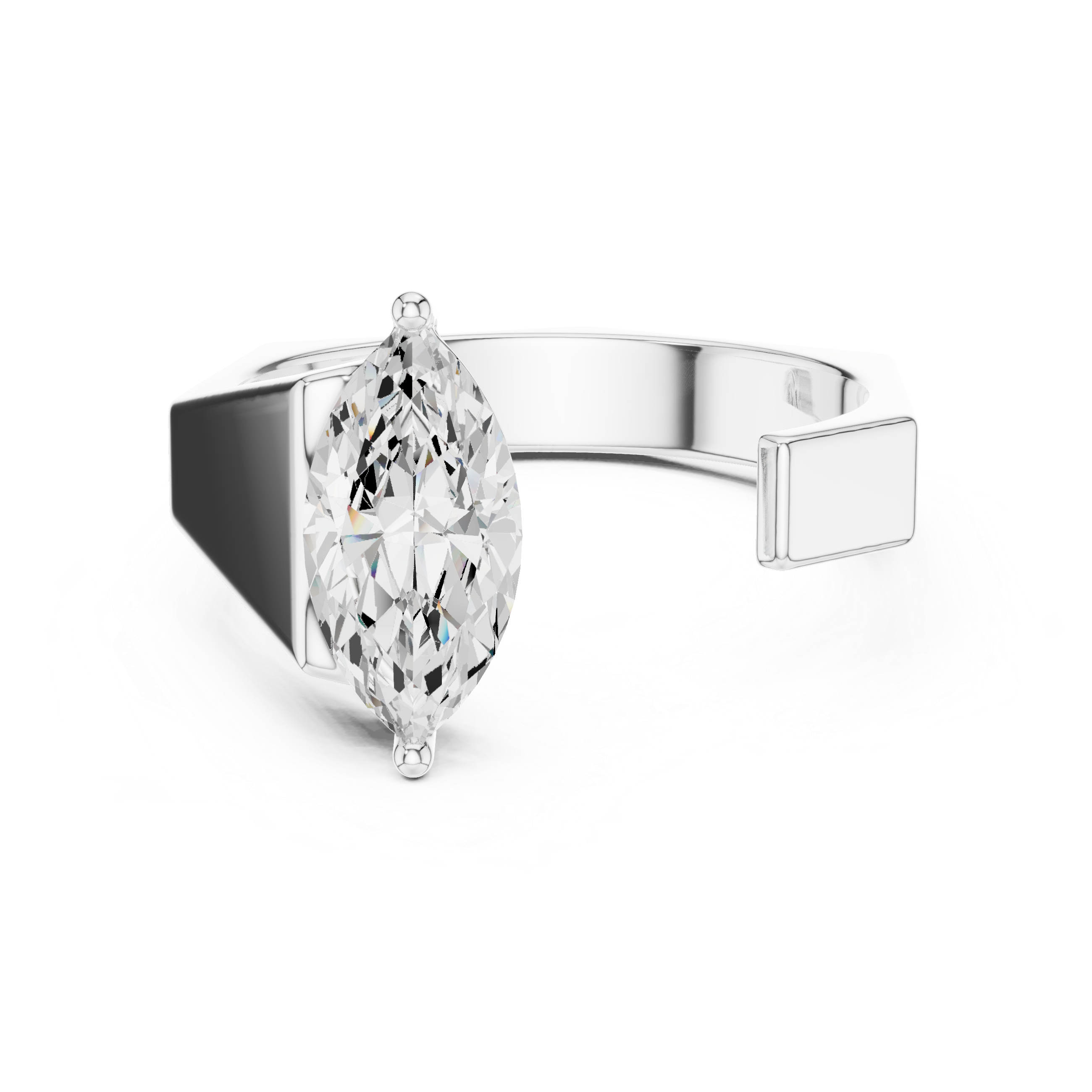 Marquise Cut Diamond Men's Solitaire Ring