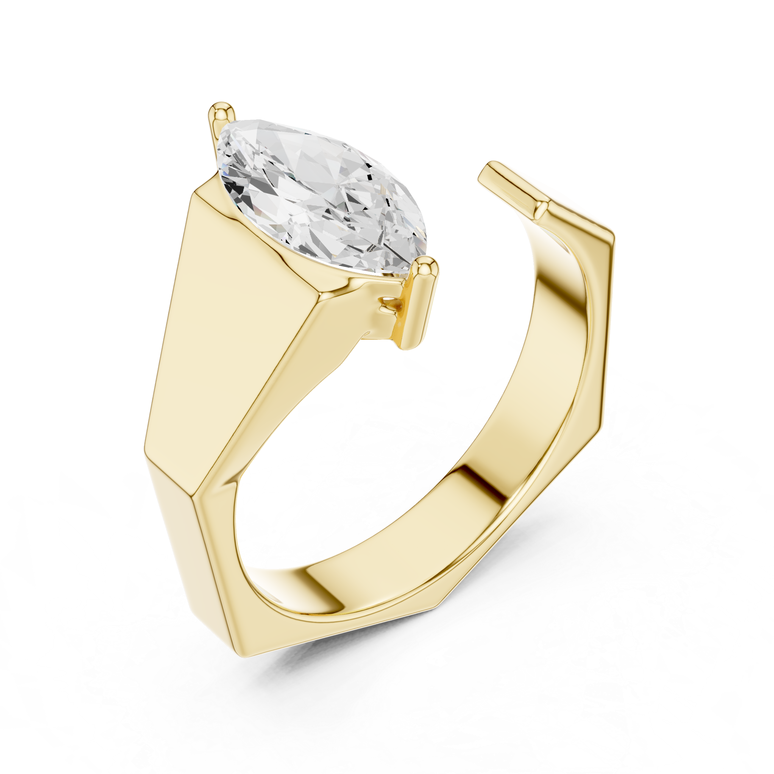 Marquise Cut Diamond Men's Solitaire Ring