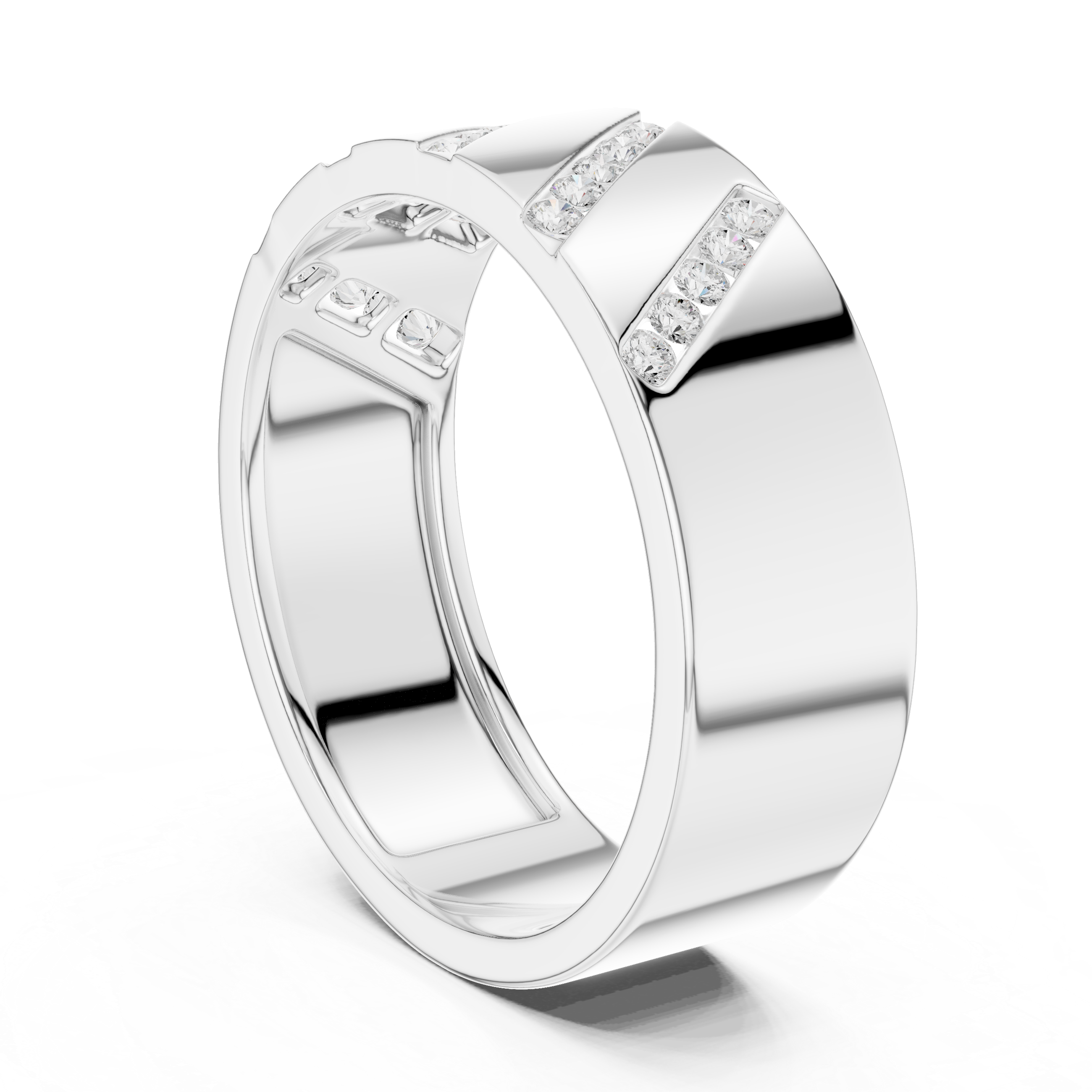 Channel Set Diamond Men's Wedding Band