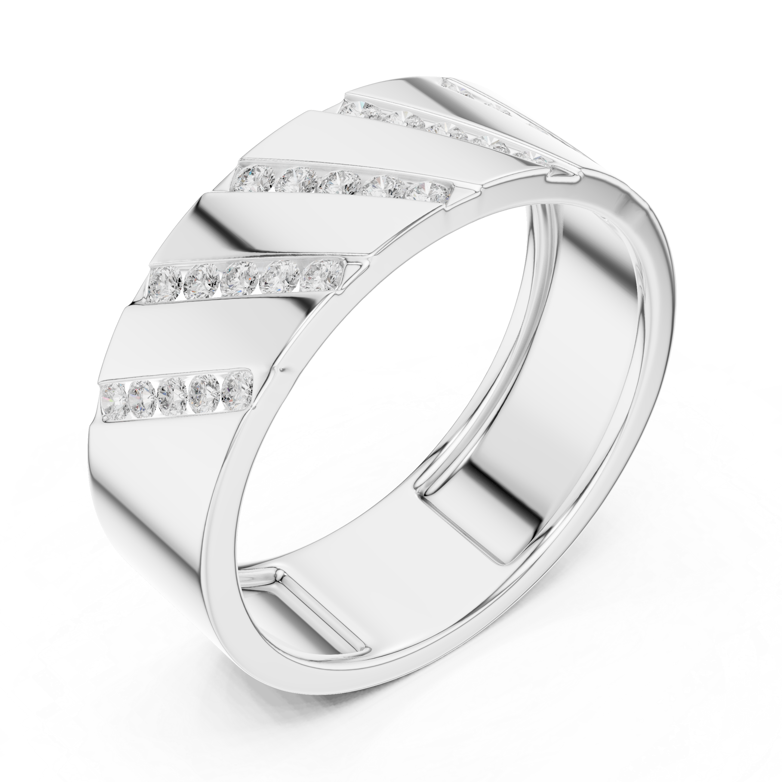 Channel Set Diamond Men's Wedding Band