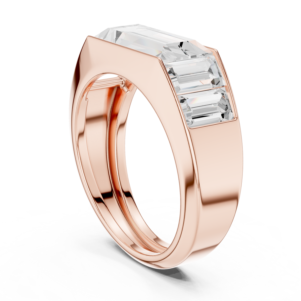 Baguette Cut Diamond Men's Signet Ring