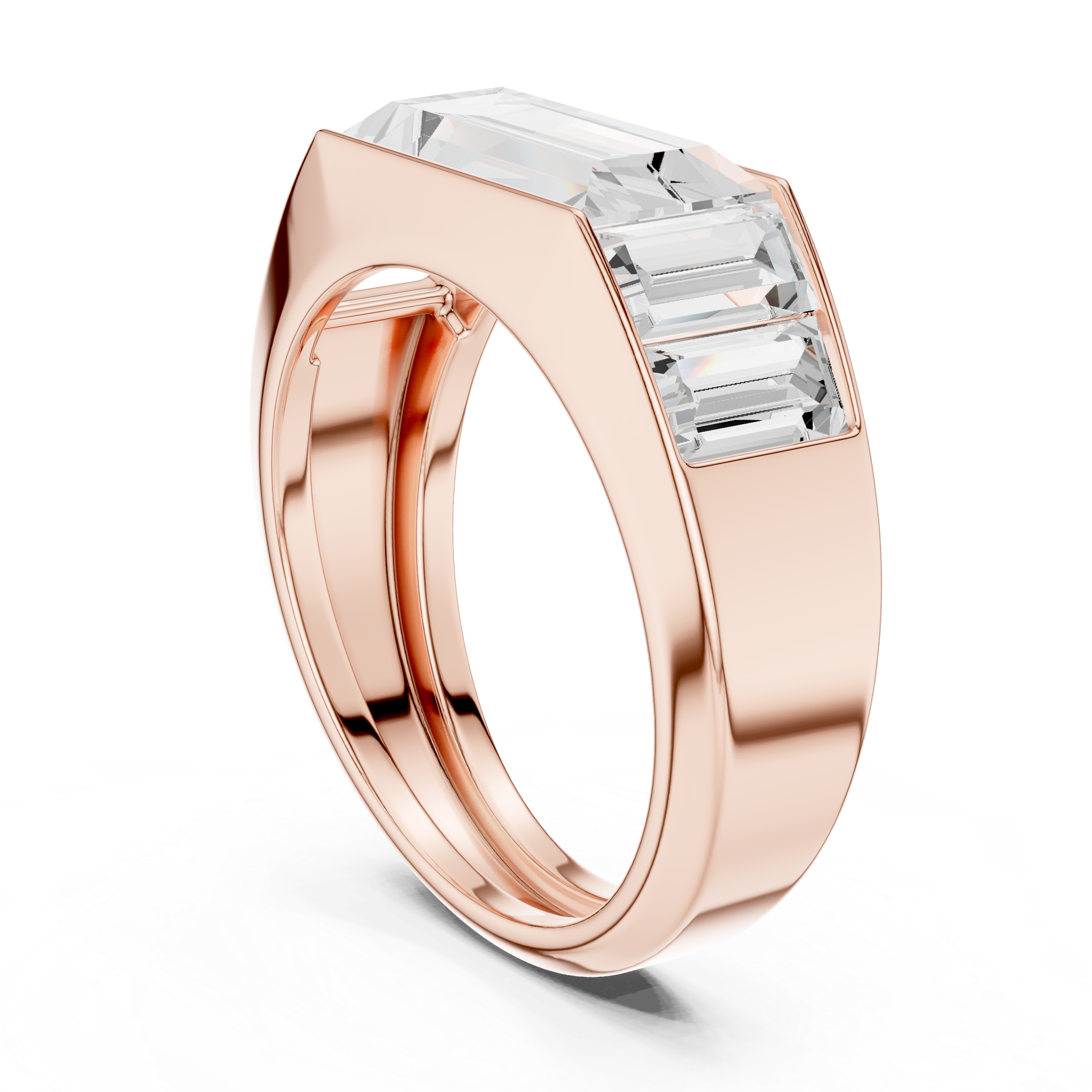 Baguette Cut Diamond Men's Signet Ring