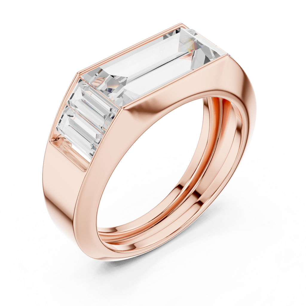 Baguette Cut Diamond Men's Signet Ring