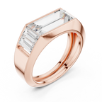 Baguette Cut Diamond Men's Signet Ring