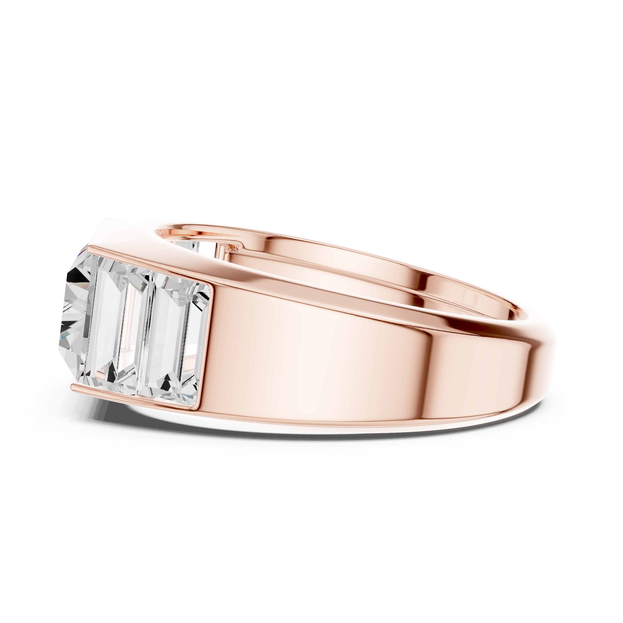 Baguette Cut Diamond Men's Signet Ring