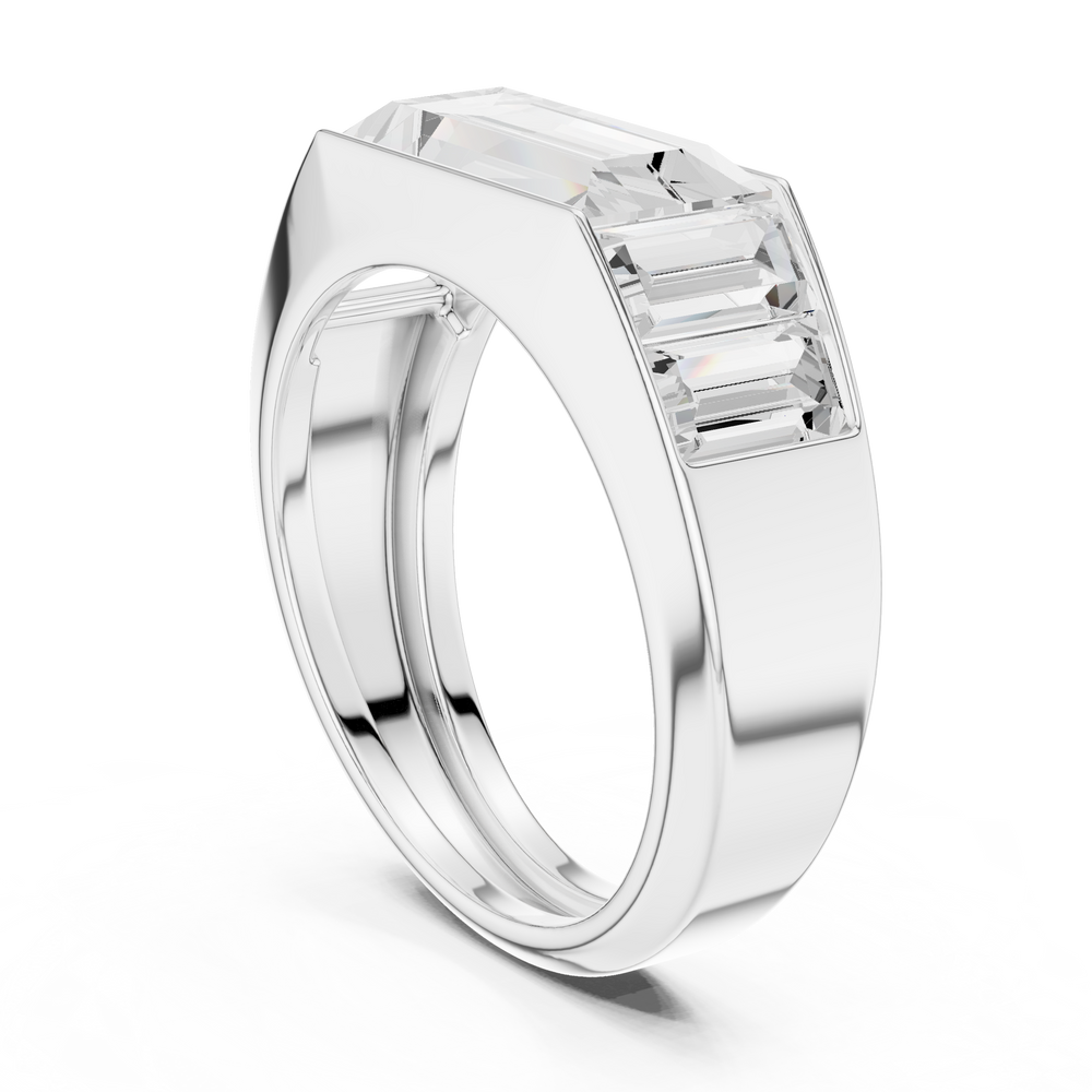 Baguette Cut Diamond Men's Signet Ring
