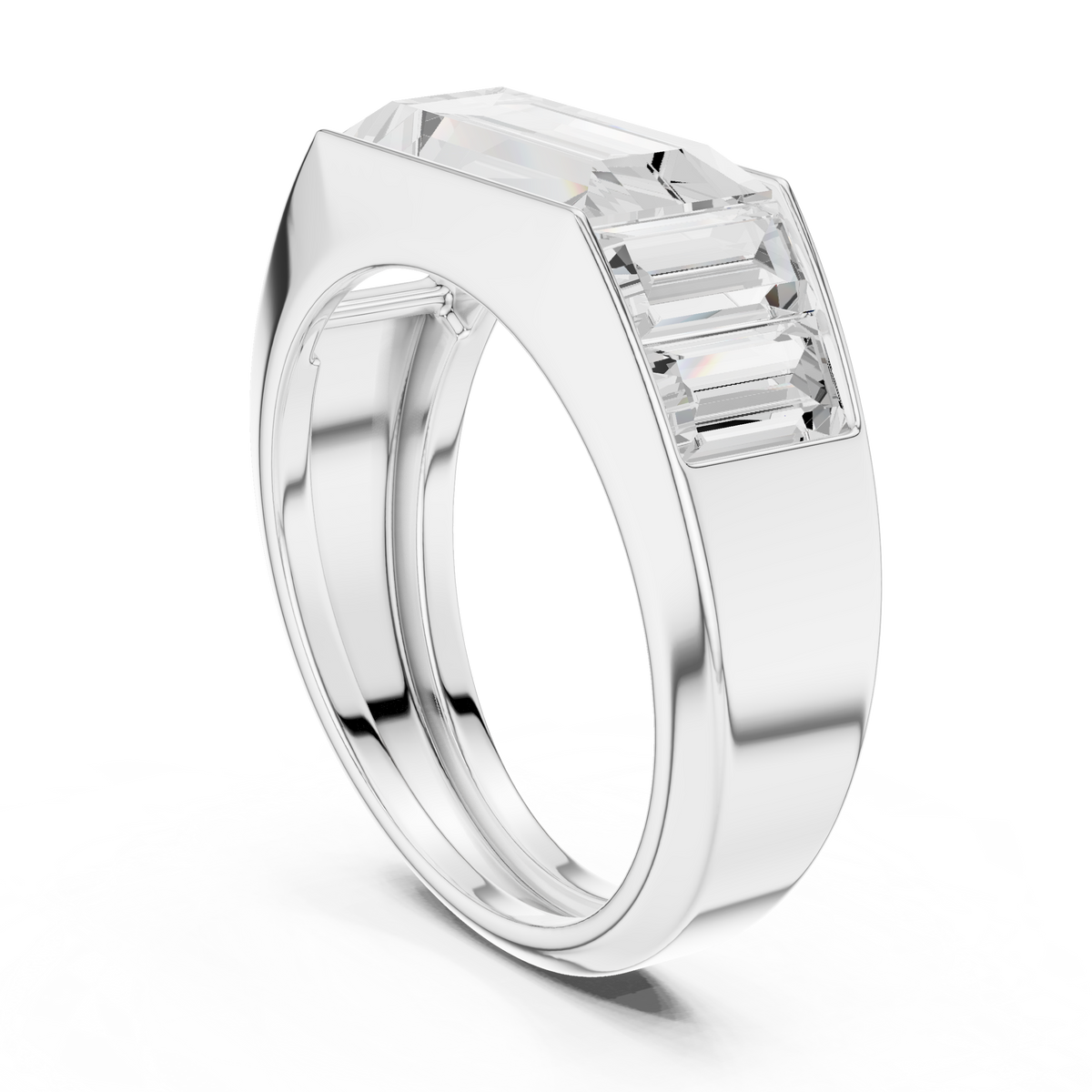 Baguette Cut Diamond Men's Signet Ring – view 2 of 12, lab grown diamond ring | Jewelix Atelier