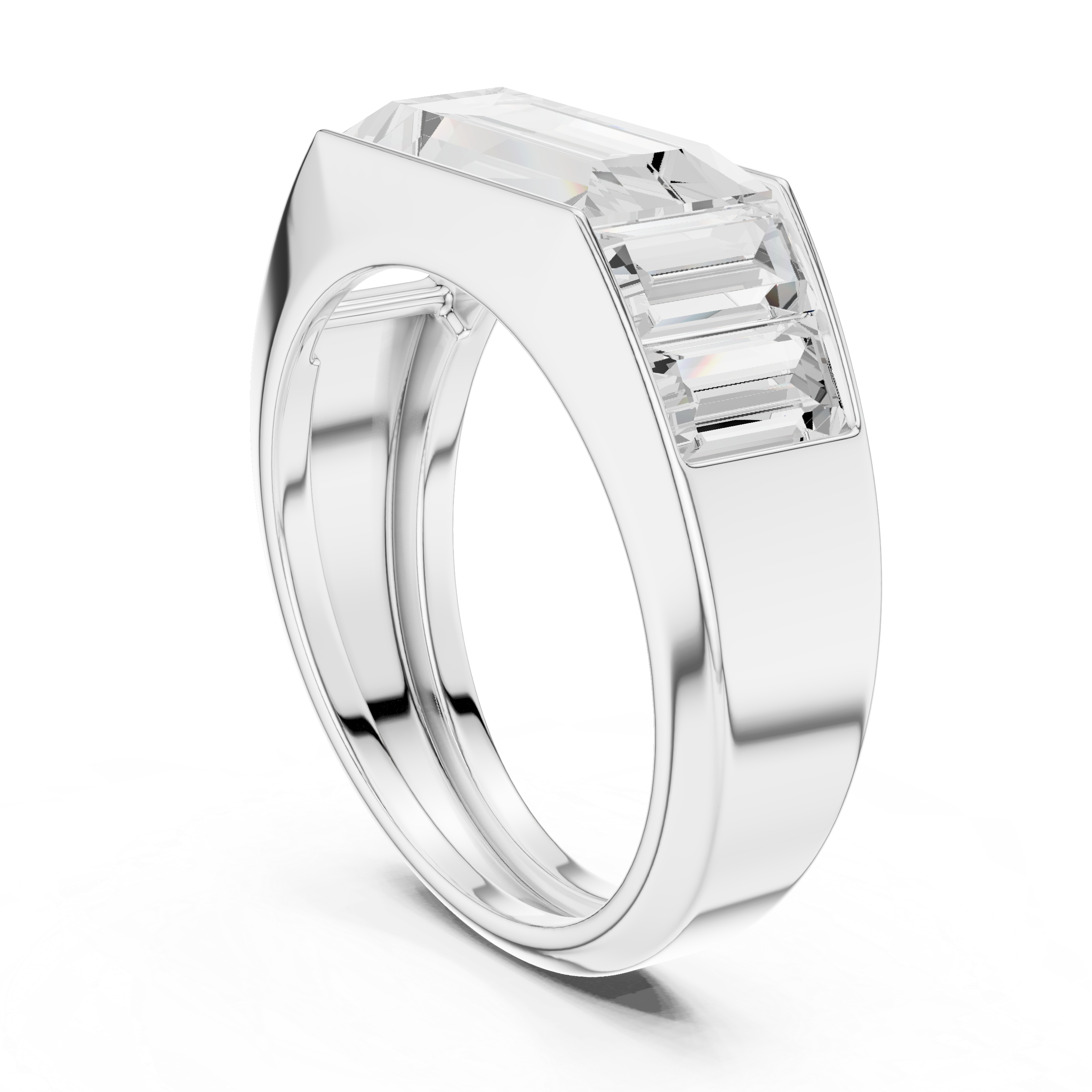 Baguette Cut Diamond Men's Signet Ring